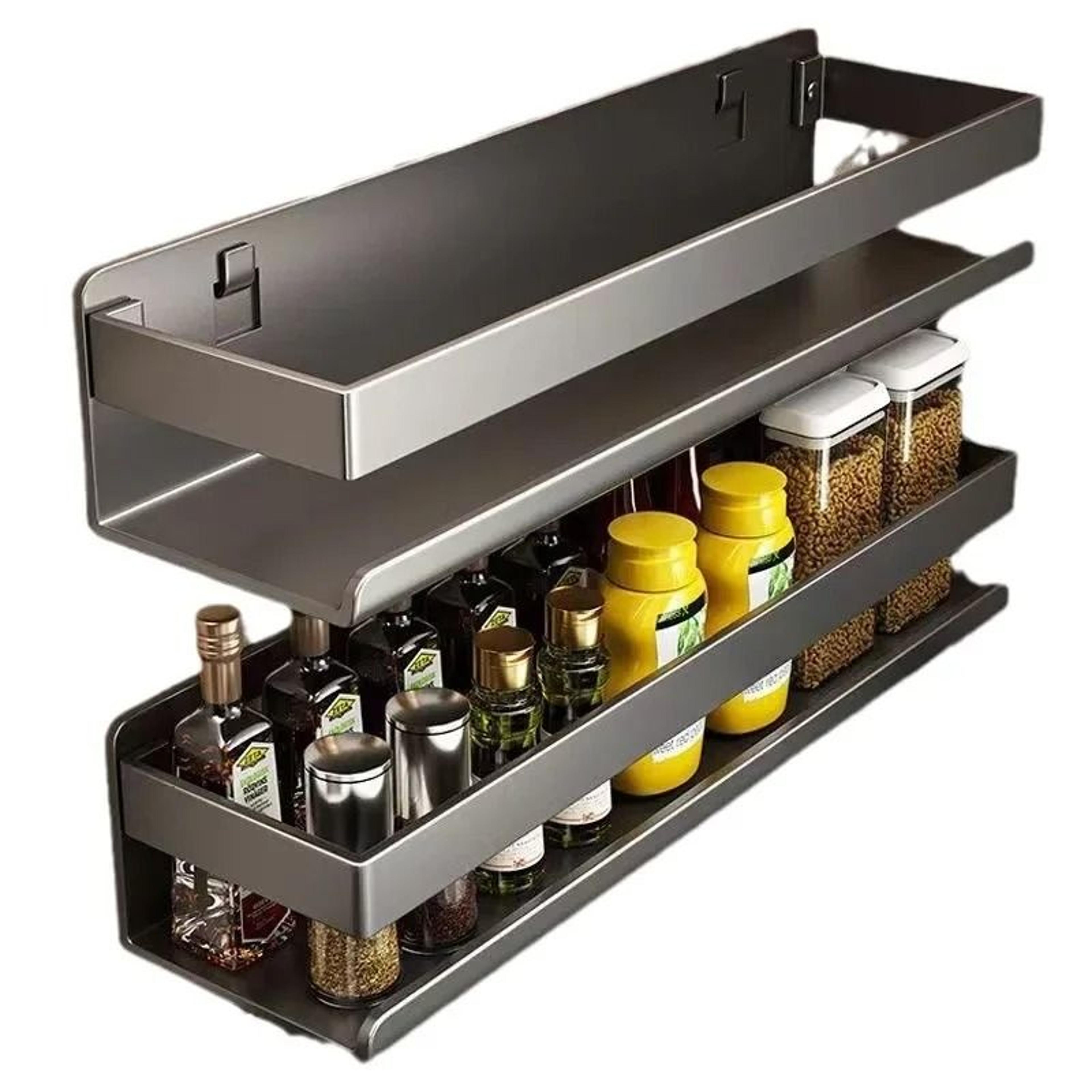 Gun Gray Wall Mounted Spice Rack Kitchen Seasoning Storage Organizer 4