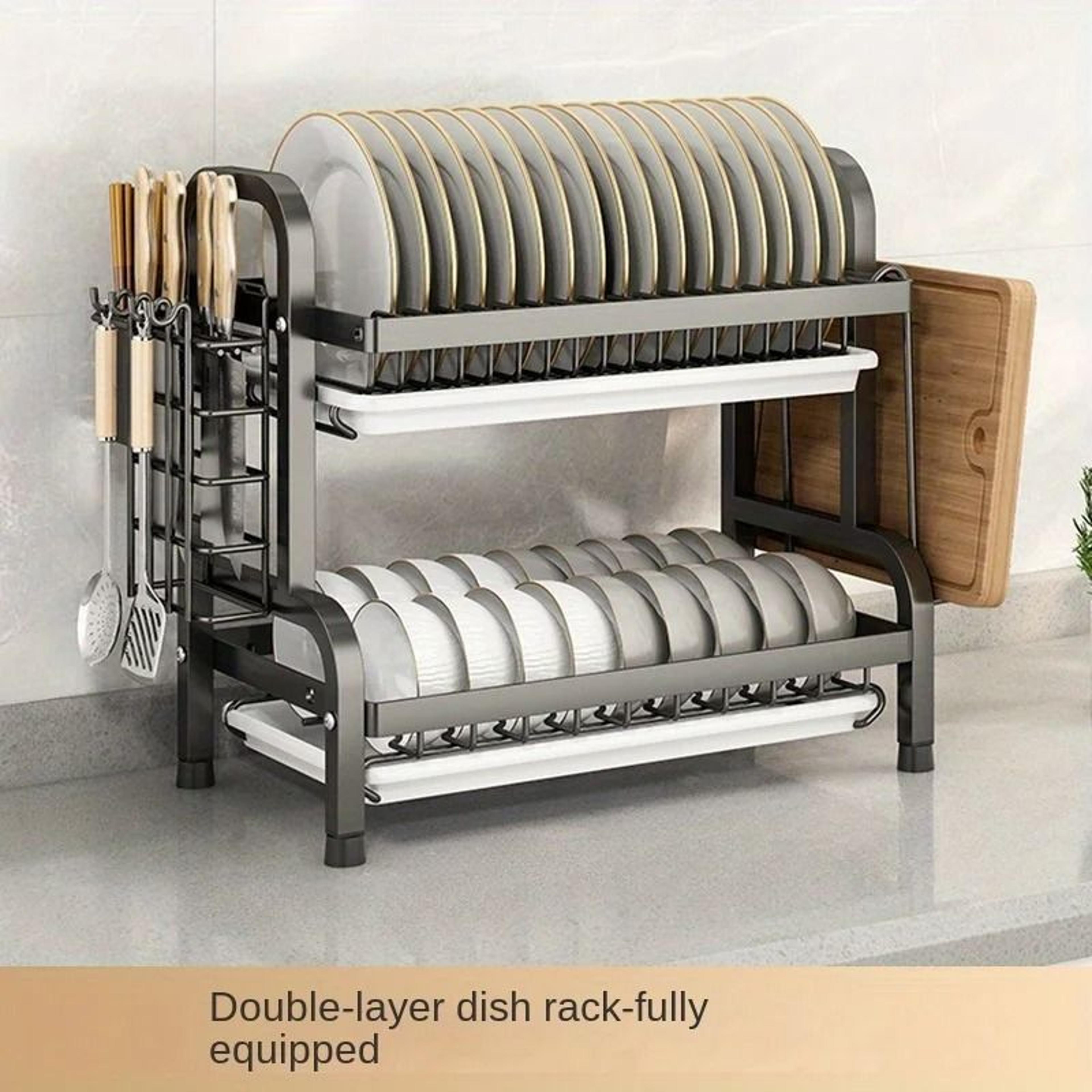 Compact Dish Drying Rack With Drainboard And Utensil Holder 5