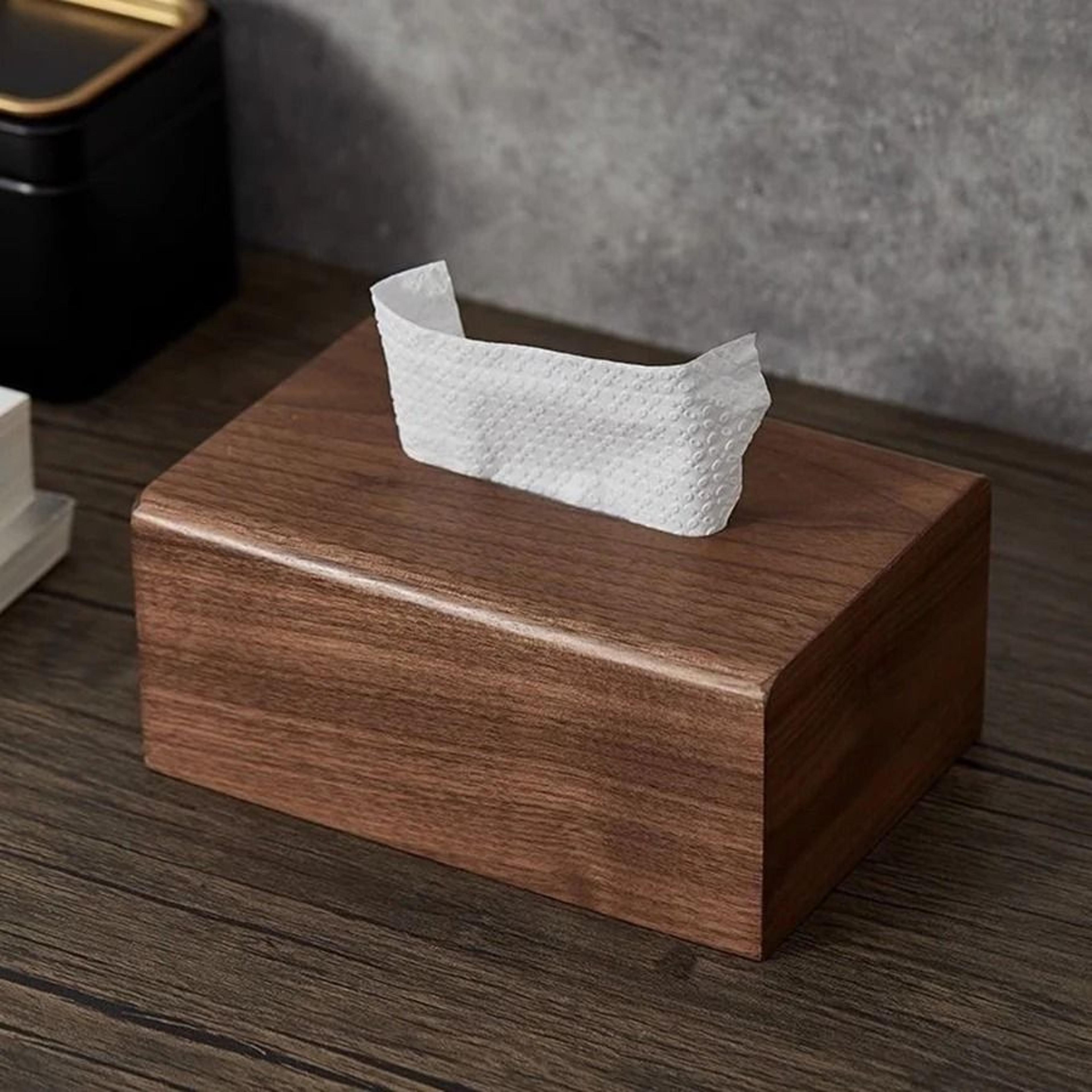 Solid Wood Walnut Tissue Box Cover For Home Decor 4
