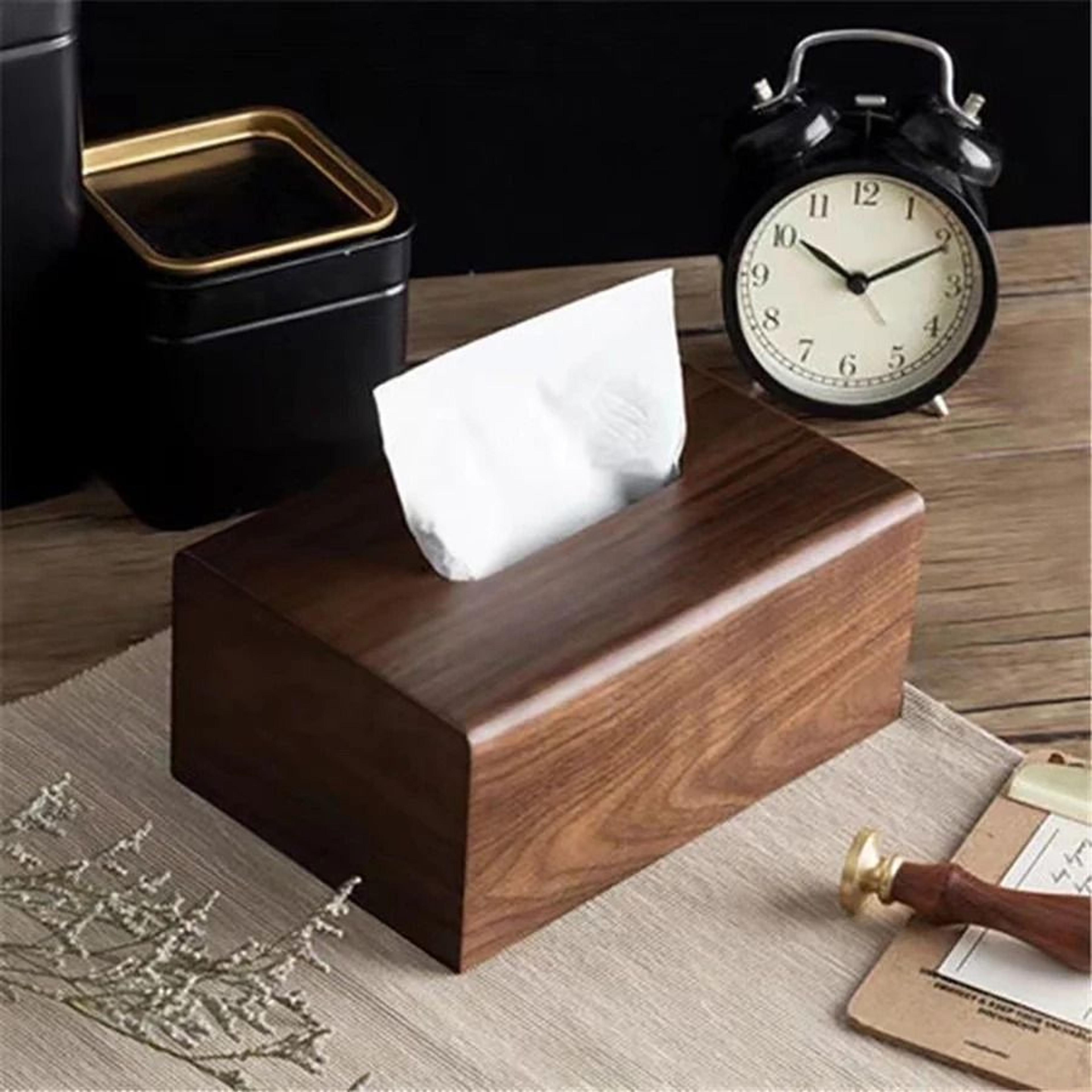 Solid Wood Walnut Tissue Box Cover For Home Decor 7