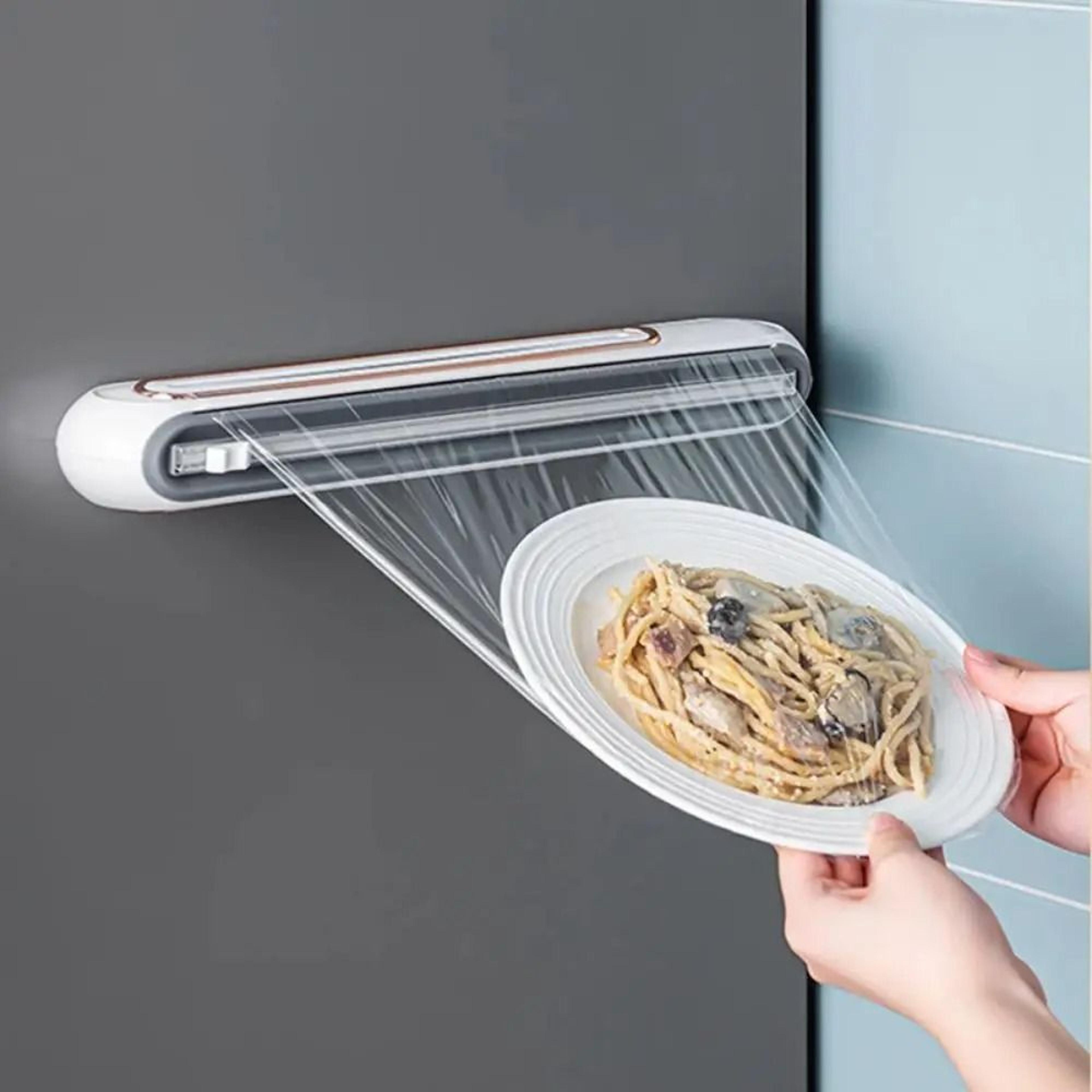 Magnetic Plastic Wrap Dispenser With Cutter For Kitchen Storage 6