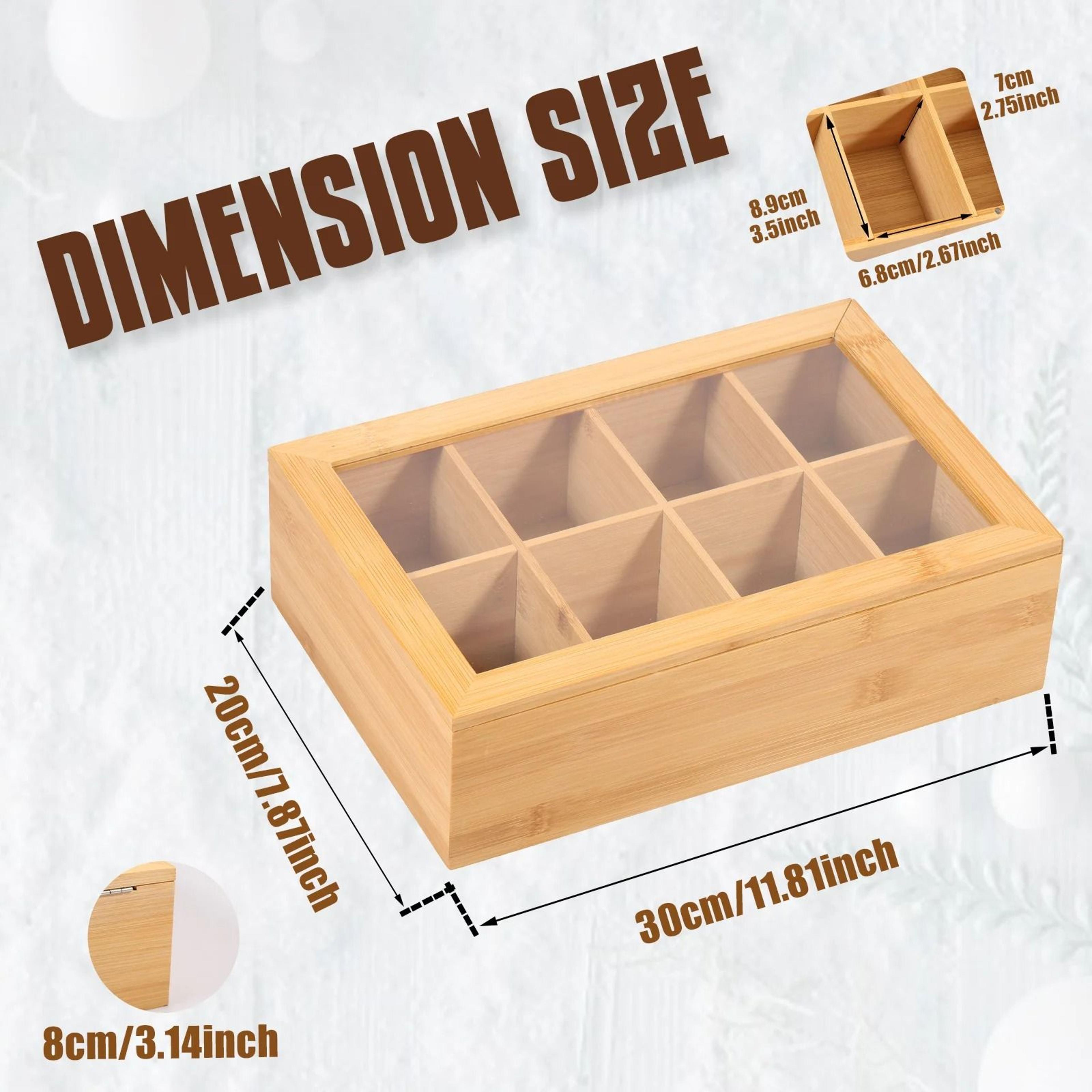 Bamboo Tea Bag Organizer Box With Compartments 2