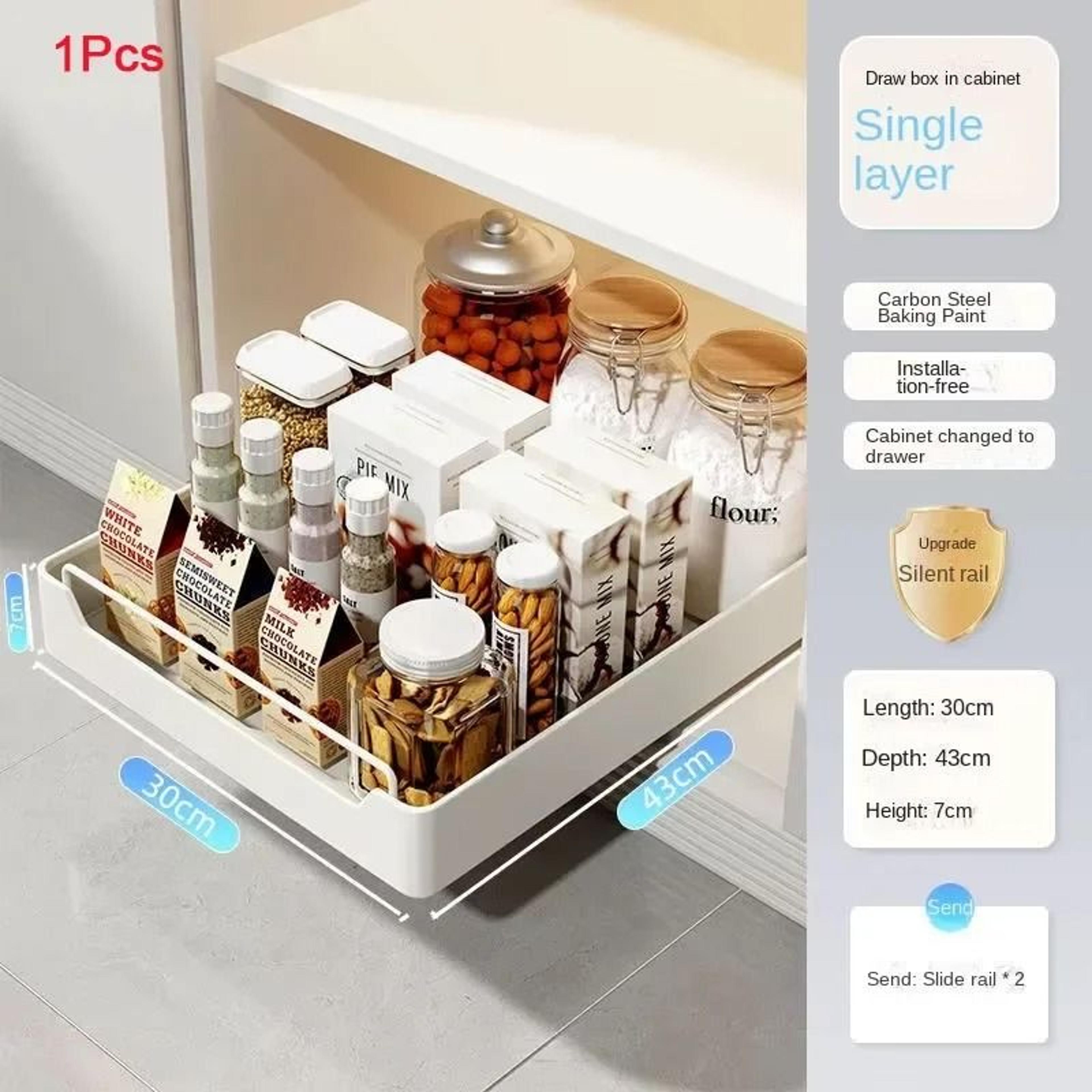 Pull Out Kitchen Cabinet Storage Shelf And Spice Organizer 3