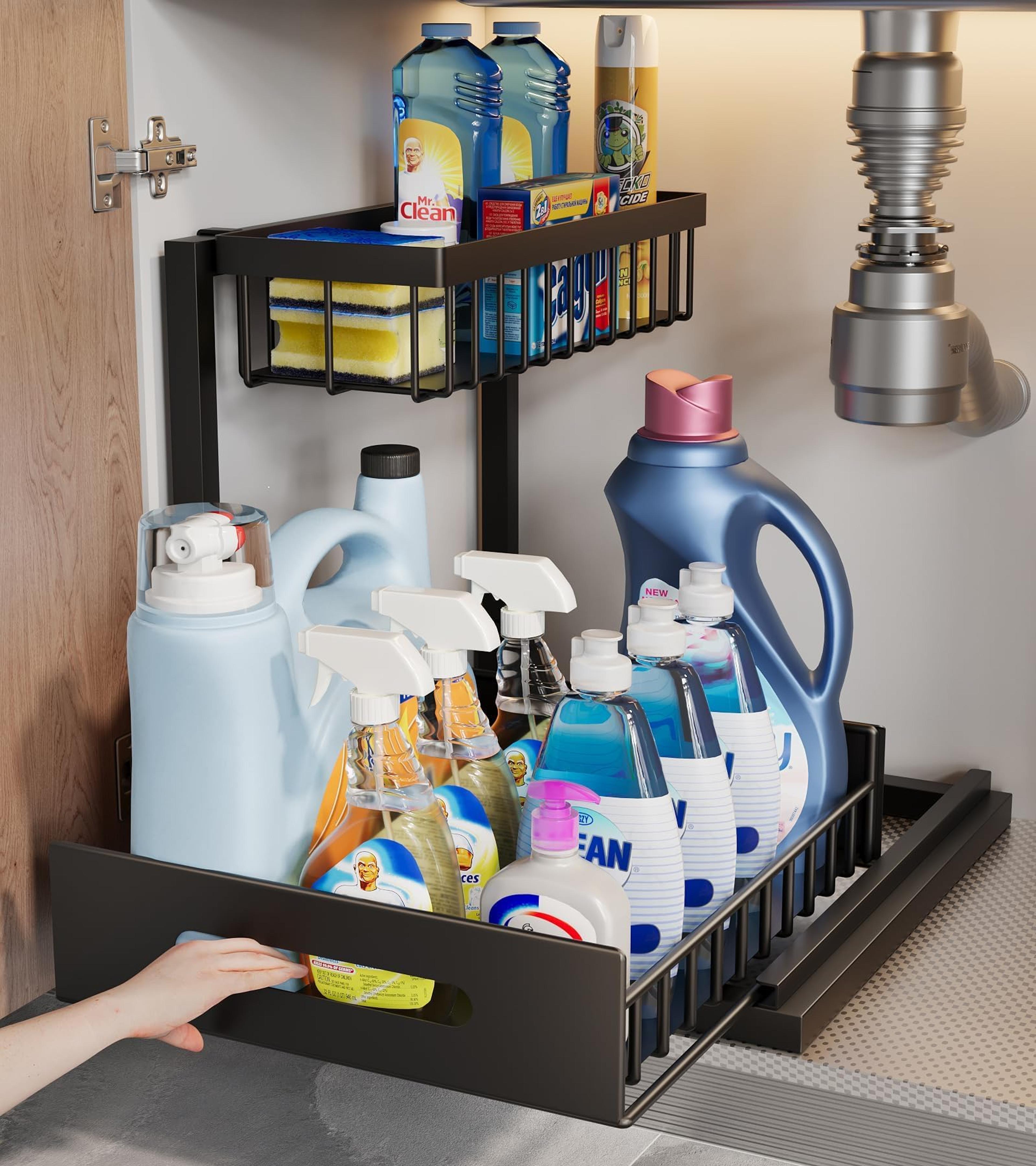Double Layer Pull Out Under Sink Organizer Rack For Kitchen Bathroom Storage 0