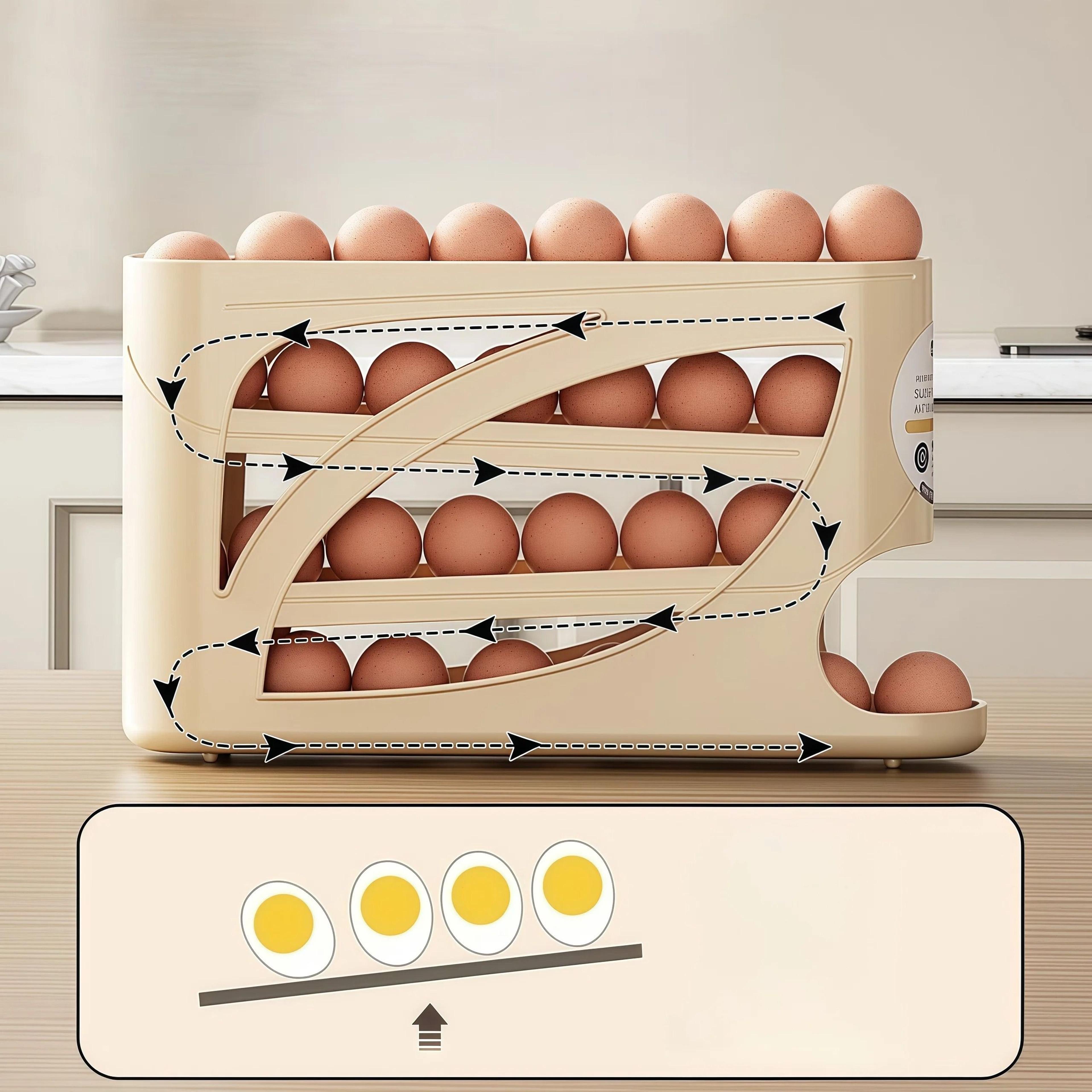 Automatic Rolling Egg Holder Large Capacity Fridge Organizer 7