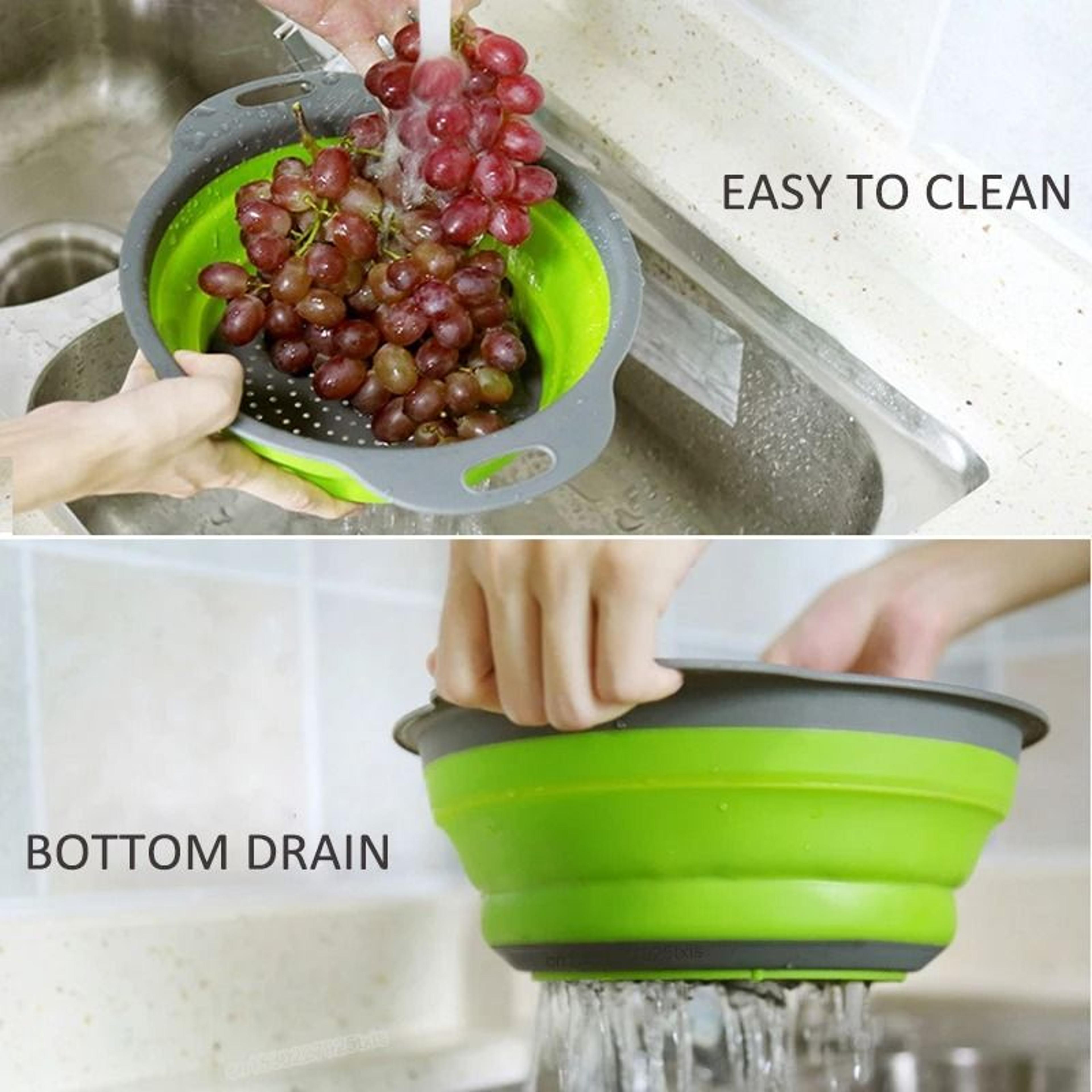 Collapsible Silicone Colander Fruit And Vegetable Drain Basket 15