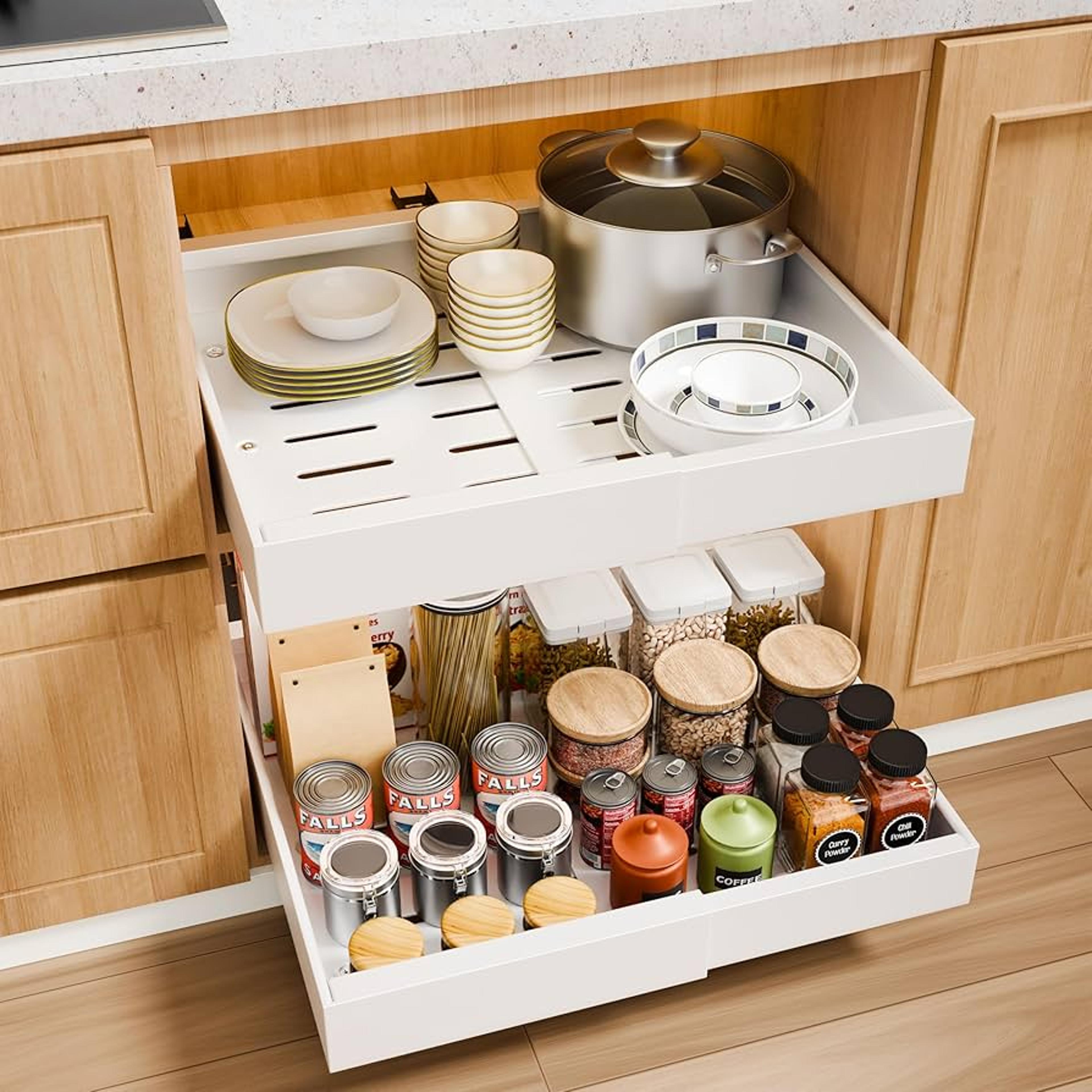 Expandable Pull Out Cabinet Organizer For Kitchen Storage 2