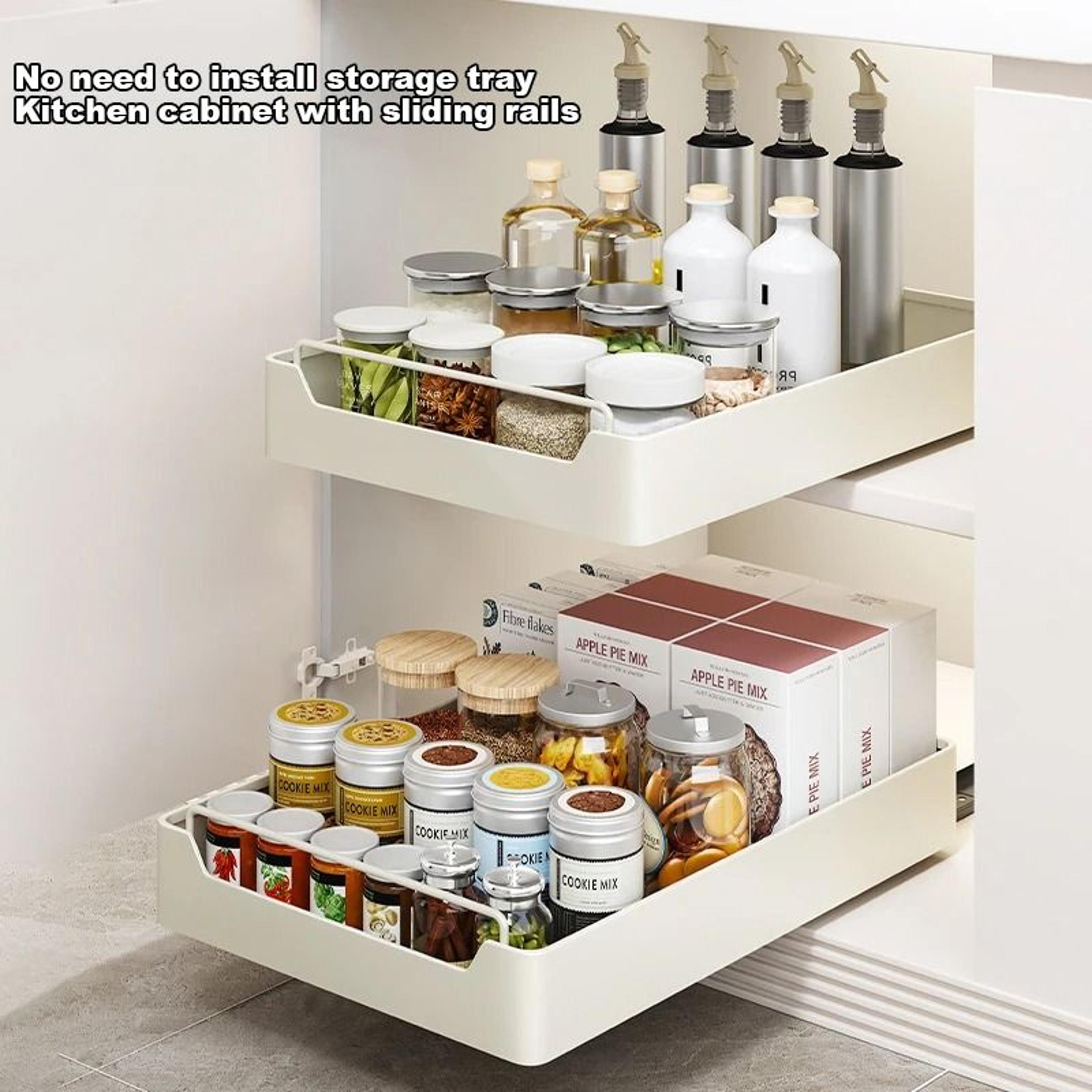 Pull Out Cabinet Organizer Basket For Spices And Pantry Storage 12