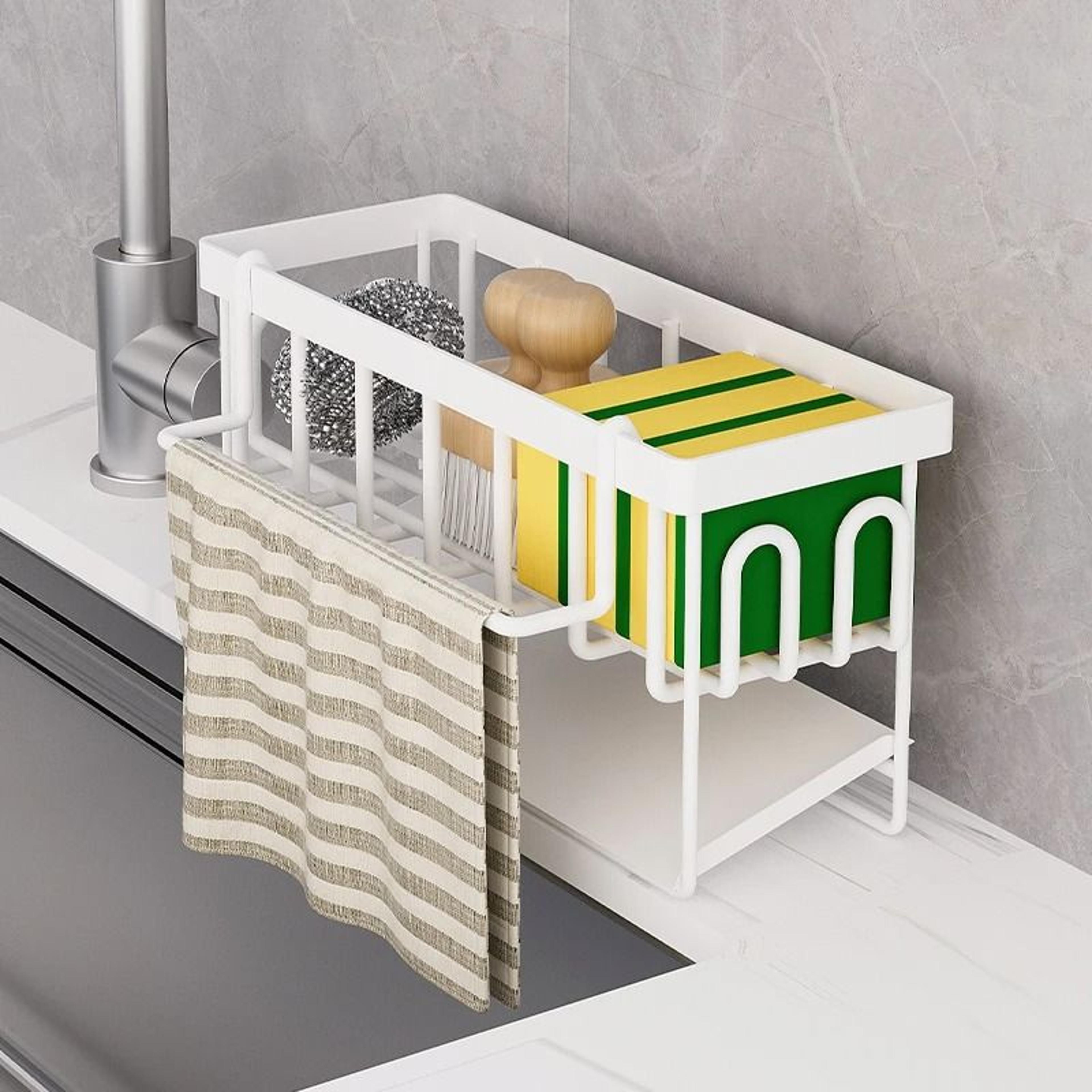 Adhesive Kitchen Sink Drain Rack And Sponge Holder 1