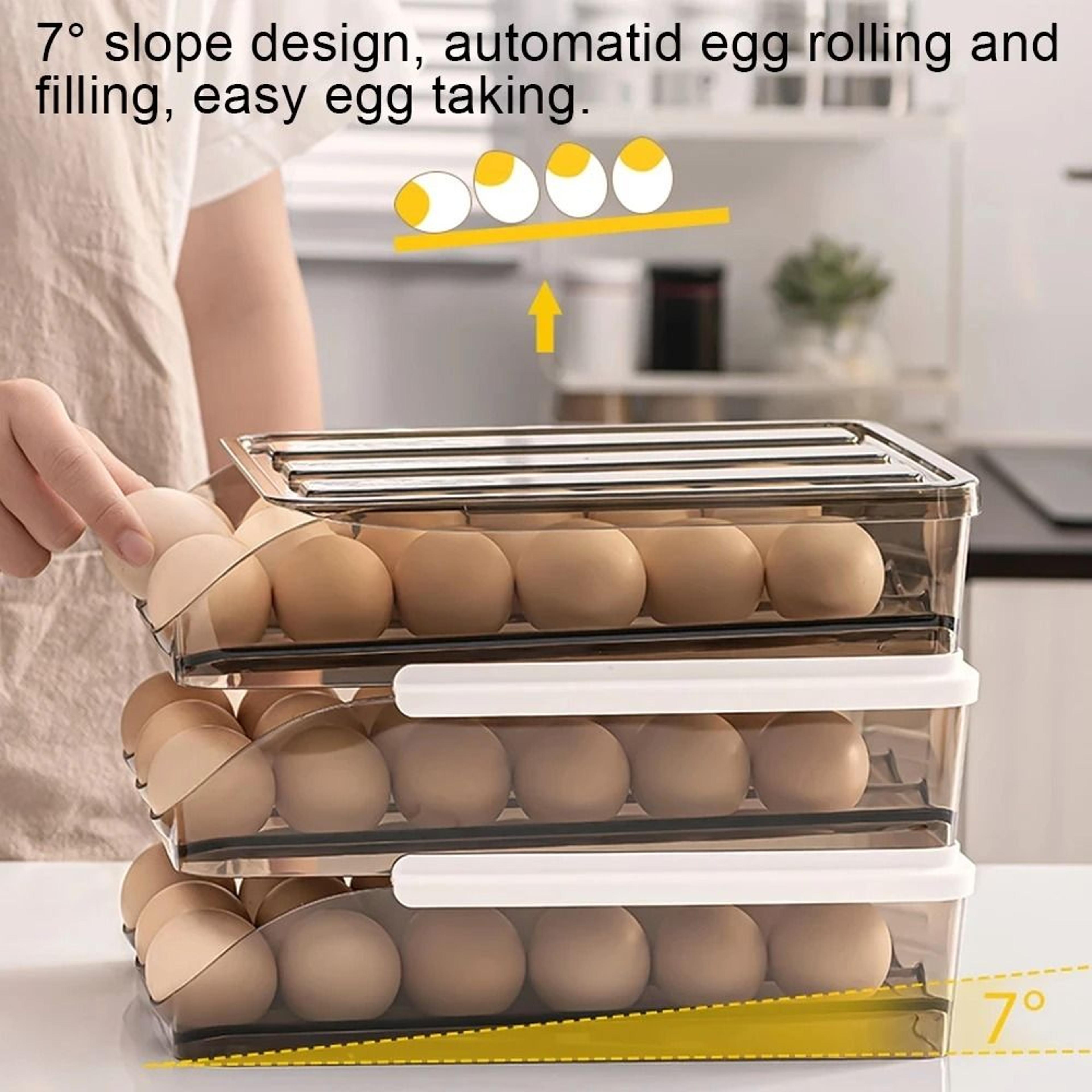 Automatic Rolling Egg Holder And Stackable Fridge Organizer 11
