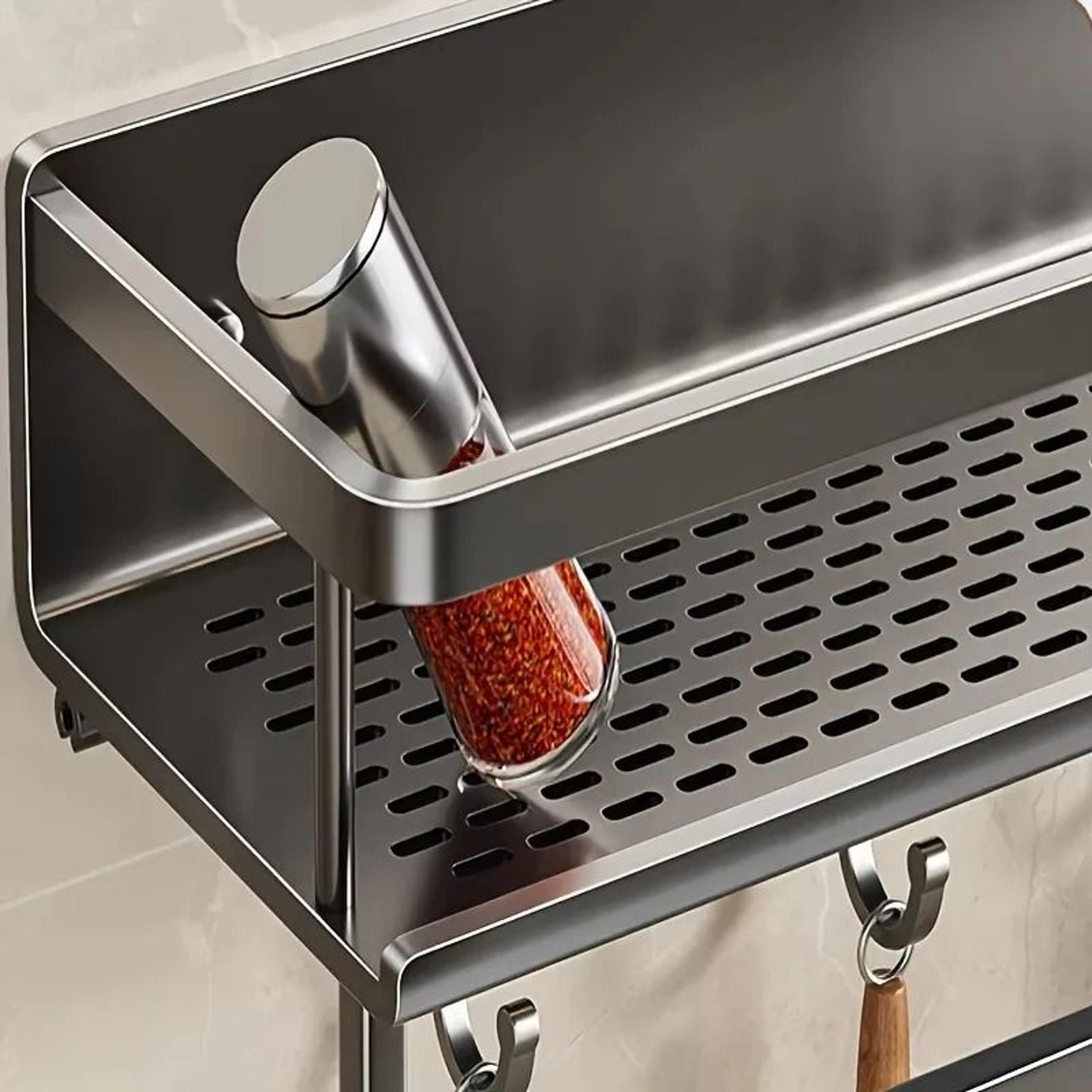 No Drill Aluminum Wall Mounted Spice Rack And Kitchen Shelf 6