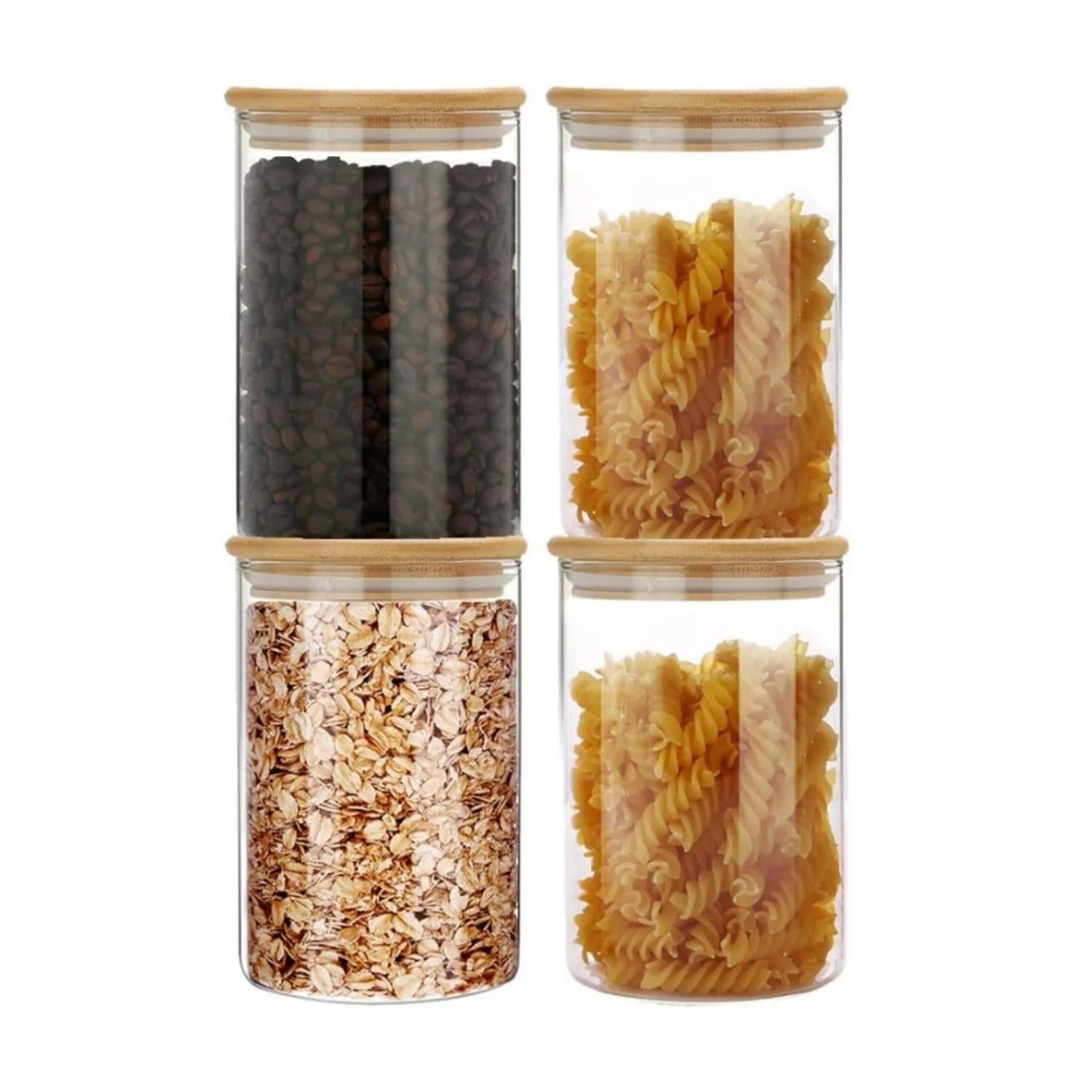 Glass Storage Jars With Bamboo Lids For Pantry Organization 2