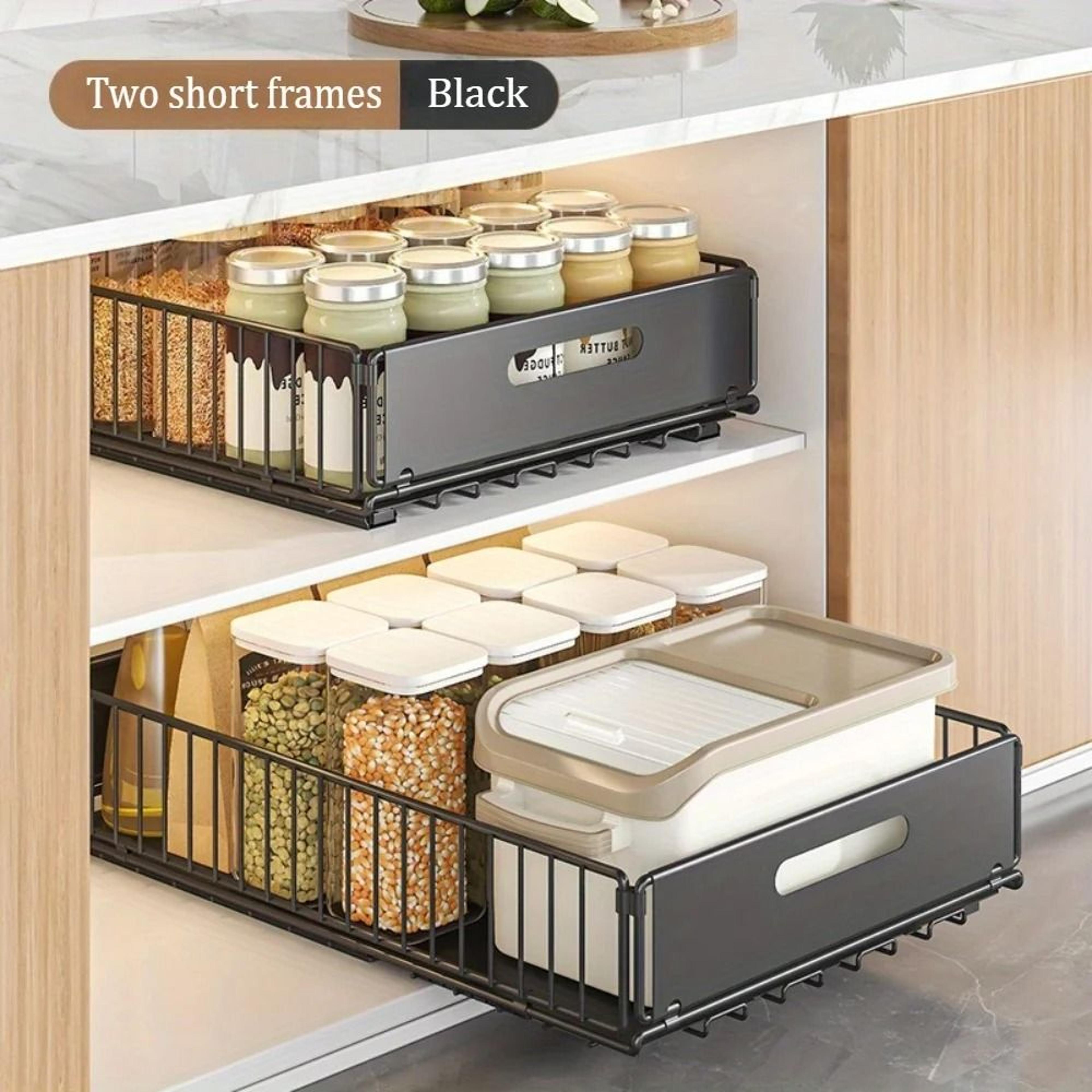 Double Layer Sliding Drawer Basket And Bottle Storage Organizer 4