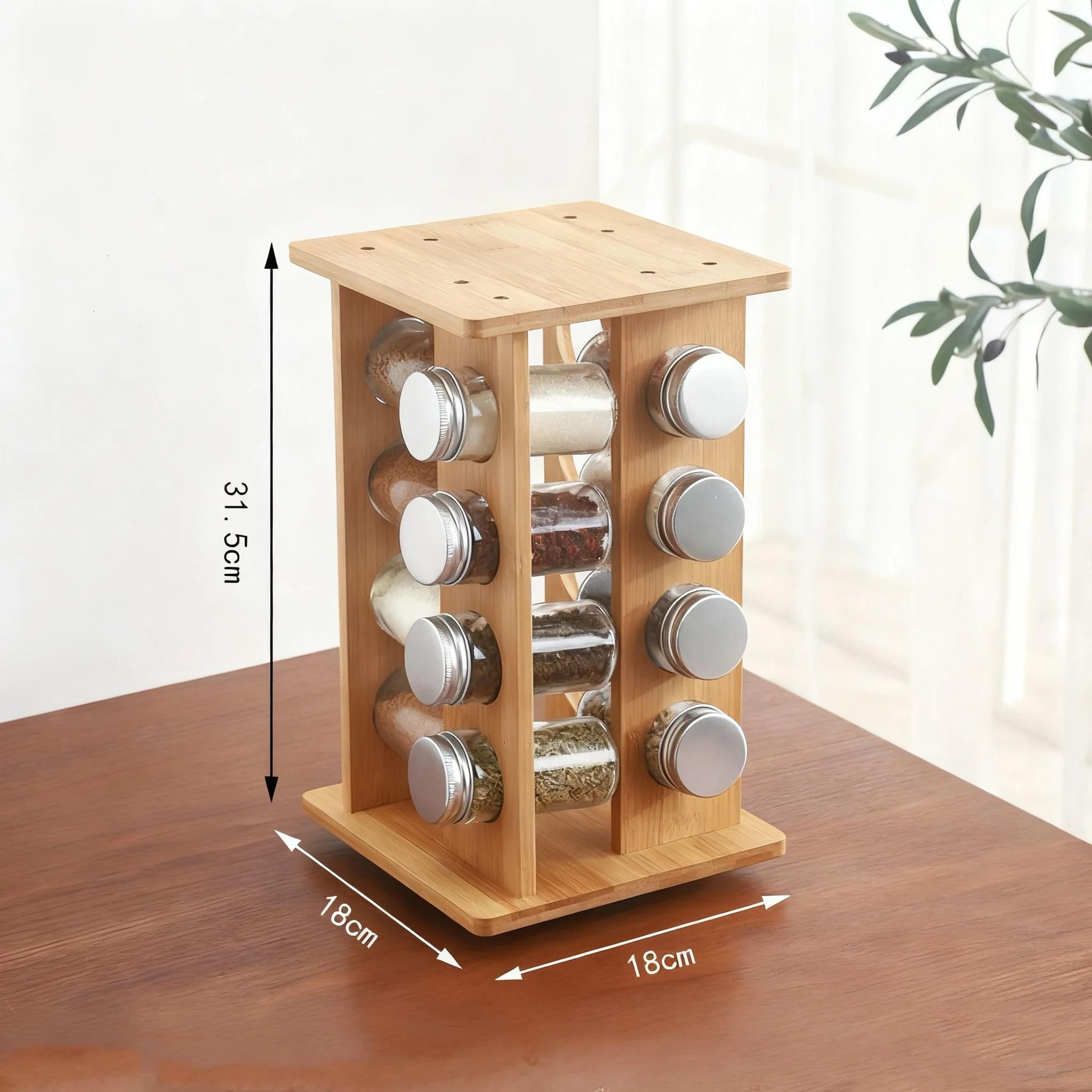 Rotating Wooden Condiment Rack And Multi Layer Spice Organizer 1