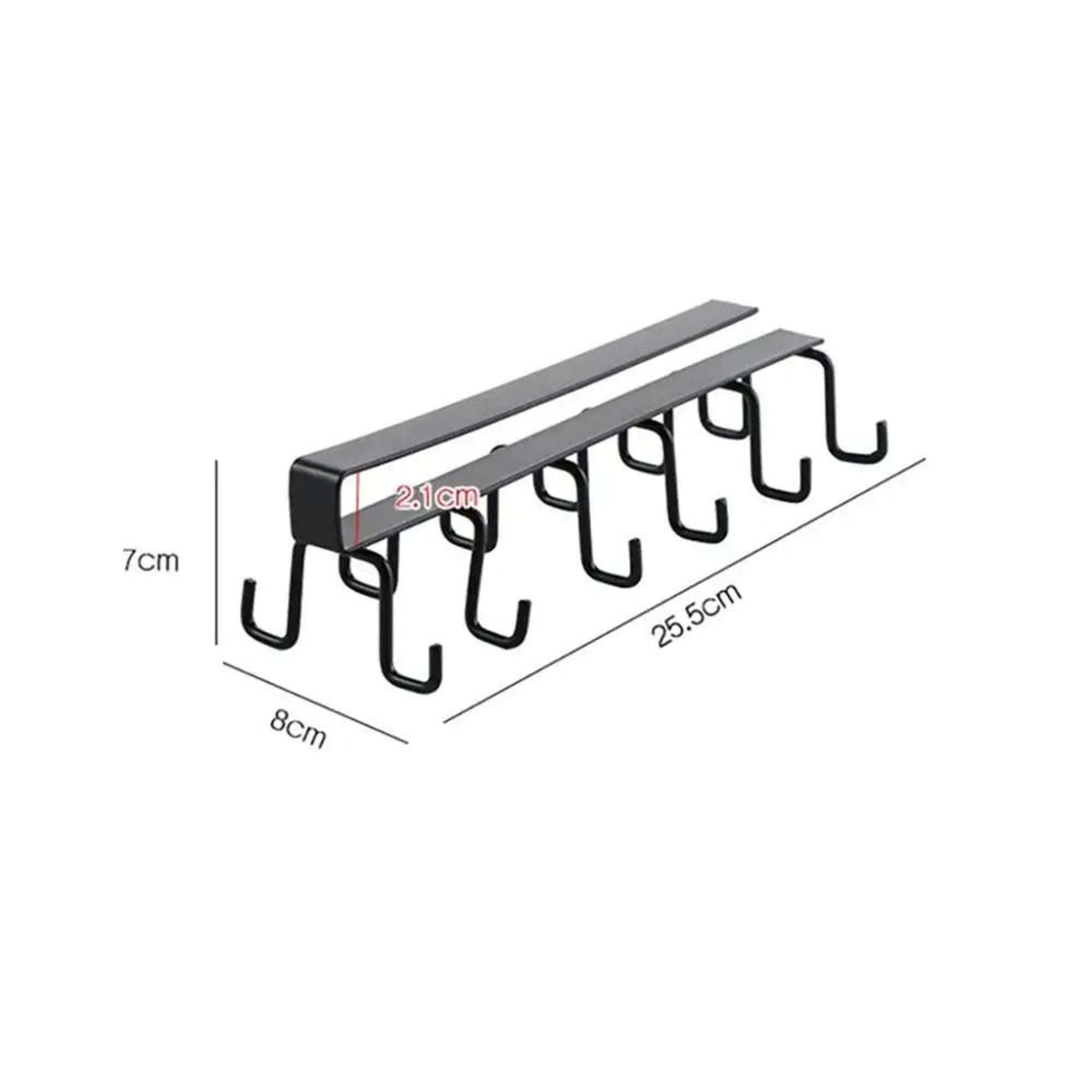 Double Row Hanging Cup Holder And No Drill Cabinet Hook Rack 3