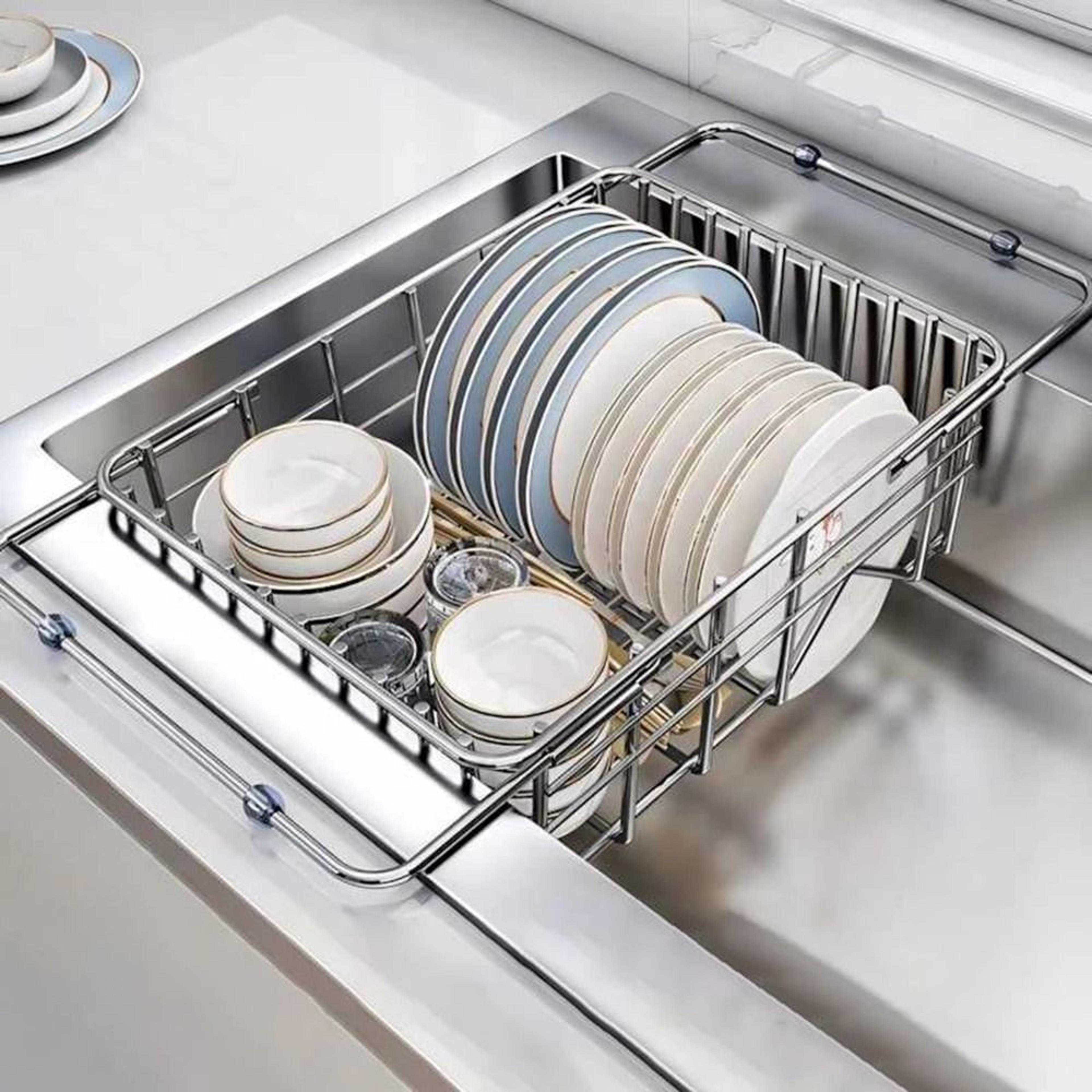 Stainless Steel Telescopic Sink Drain Rack For Dish Drying And Kitchen Storage 4