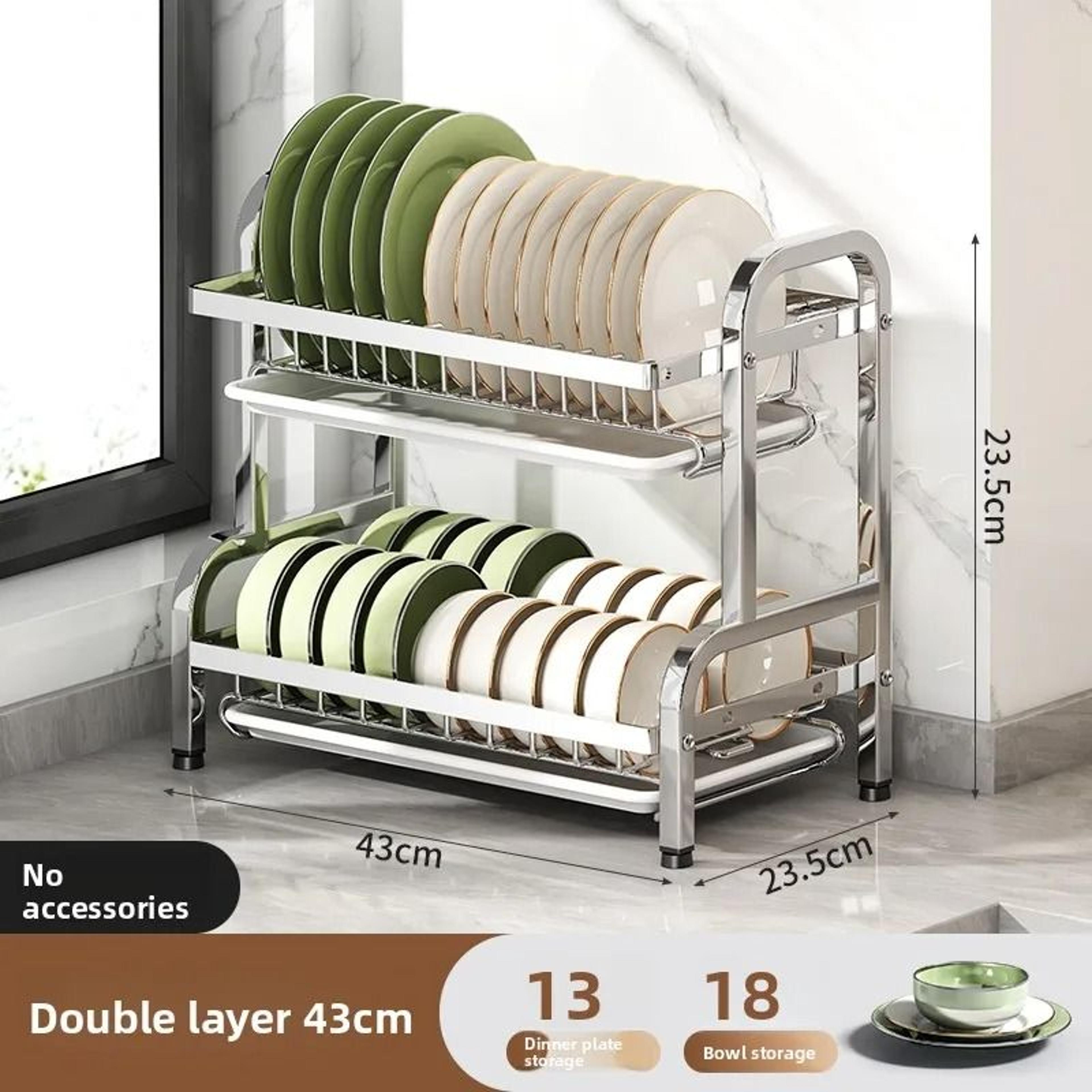 Stainless Steel Compact Dish Drying Rack With Utensil Holder For Kitchen Counter 3