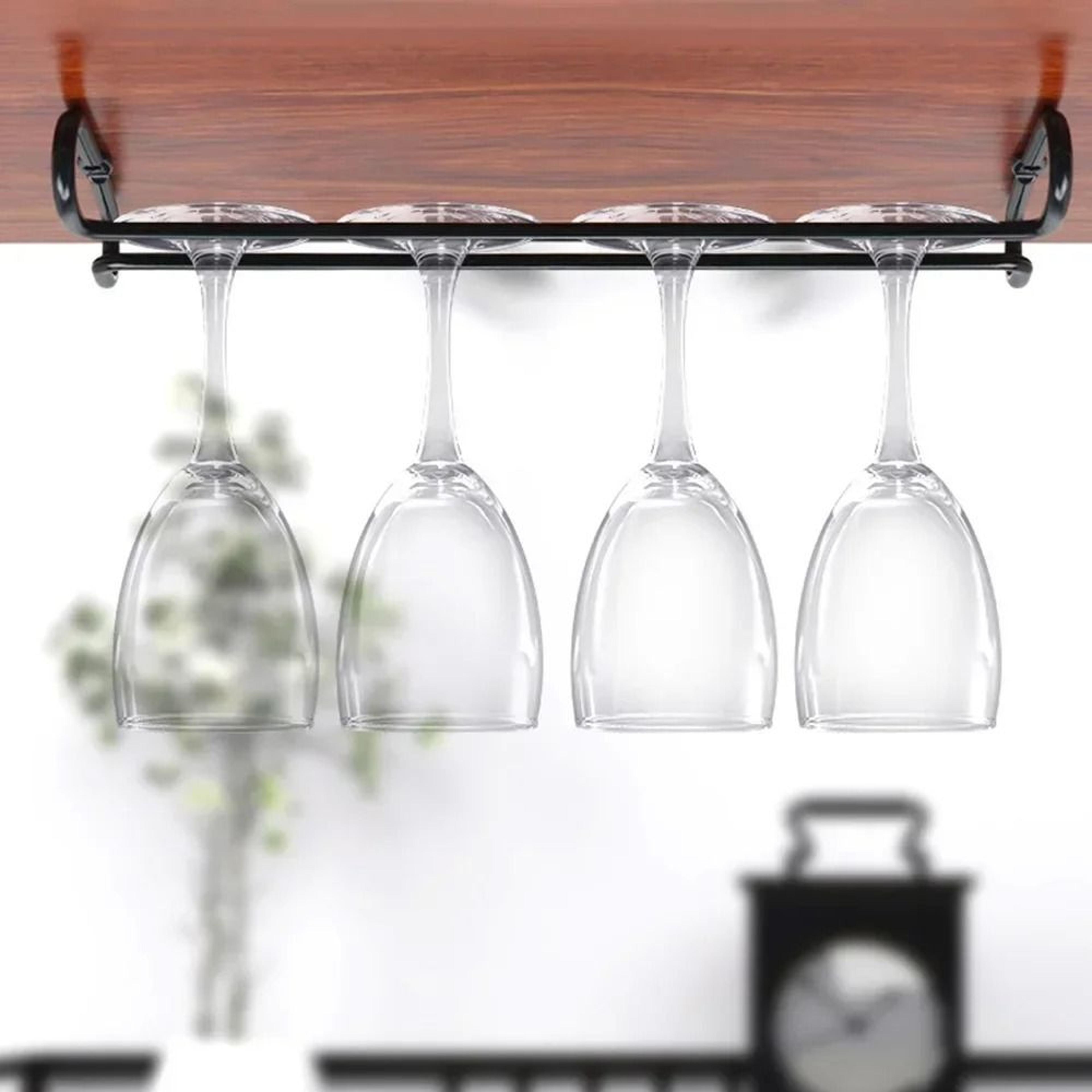 Wall Mount Wine Glass Rack Hanging Stemware Holder For Kitchen Bar Storage 6