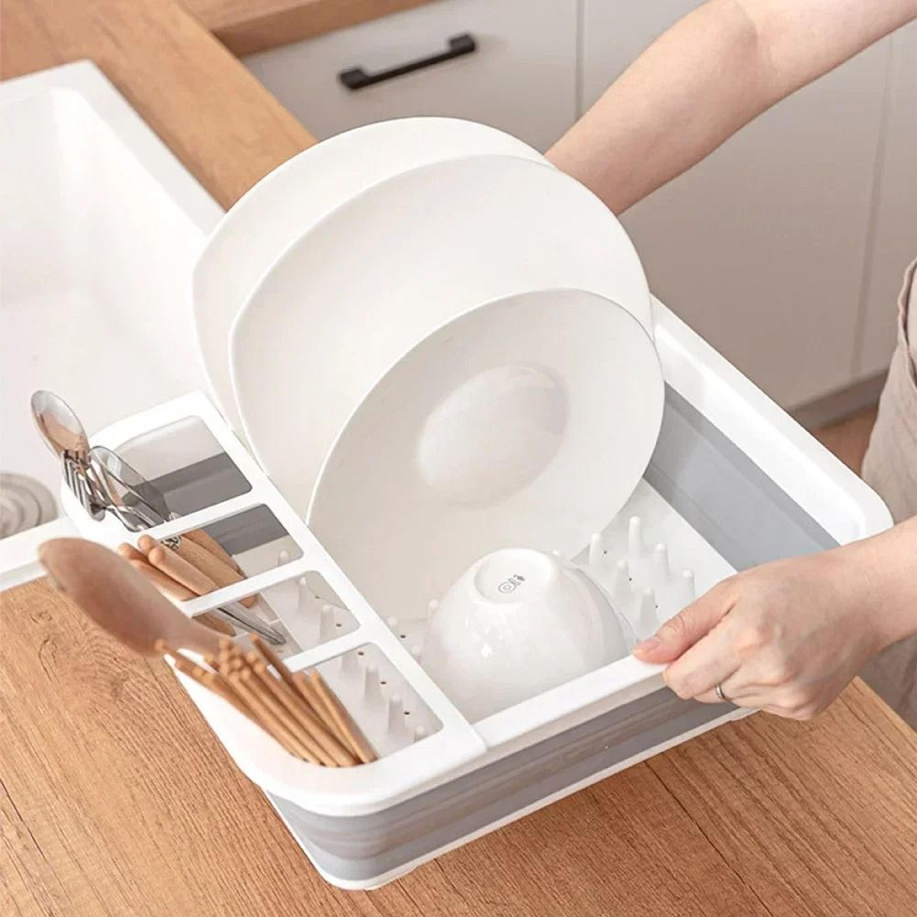 Collapsible Dish Drainer Rack For Camping Kitchen Sink And Dinnerware Storage 6