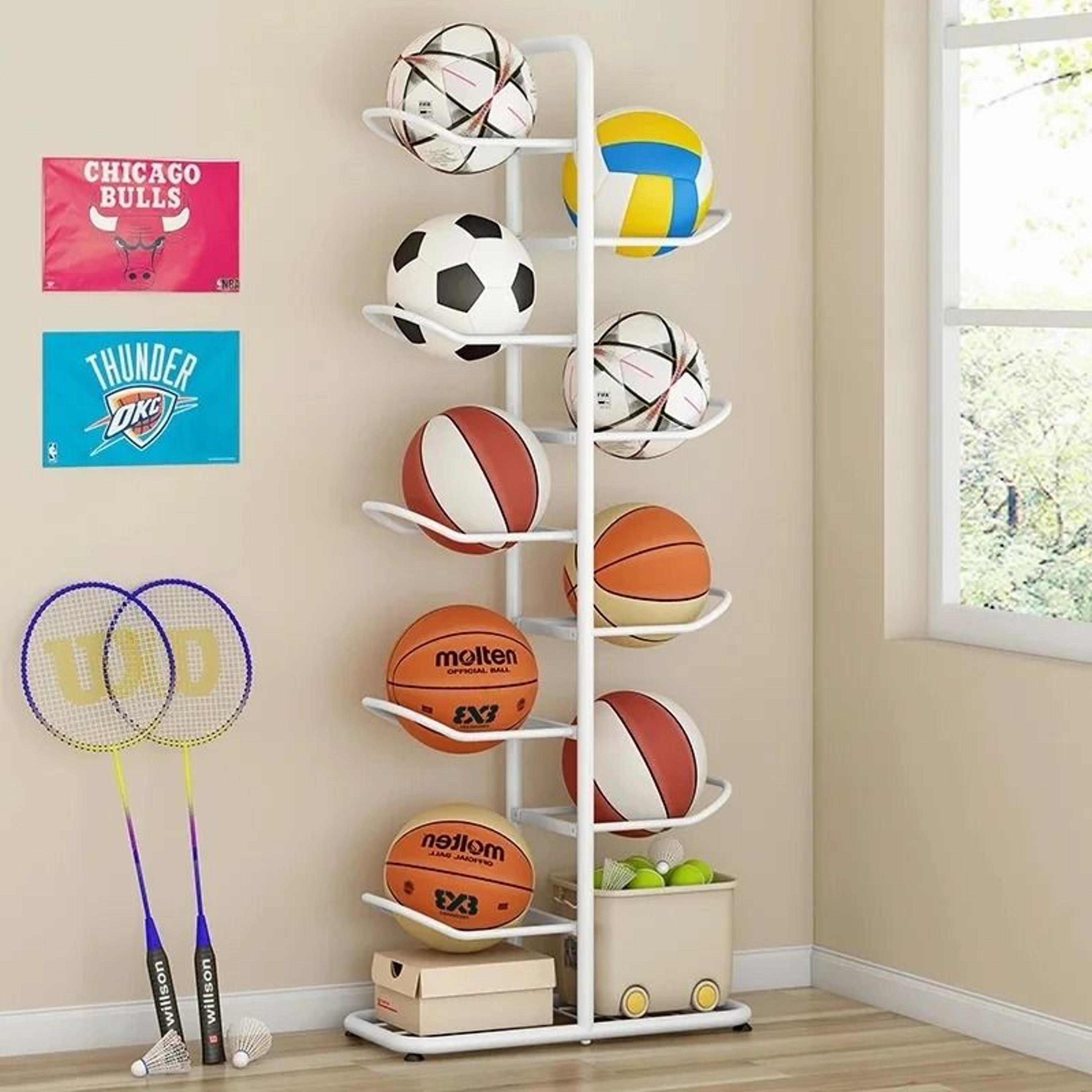 Multi Layer Basketball Storage Rack For Balls Toys Rackets And Sports Gear 7