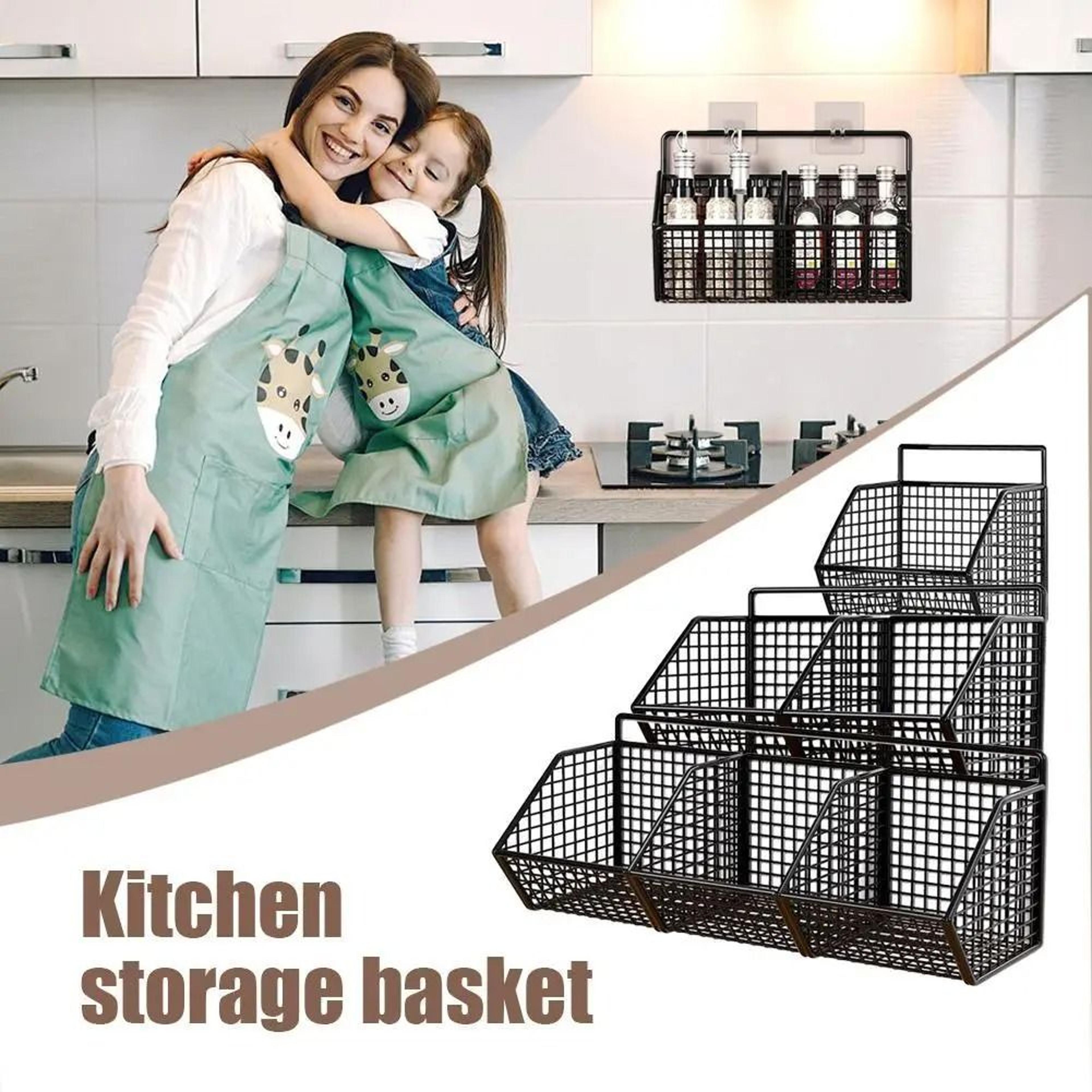 Punch Free Wrought Iron Storage Basket For Kitchen Bathroom And Cosmetic Organization 0