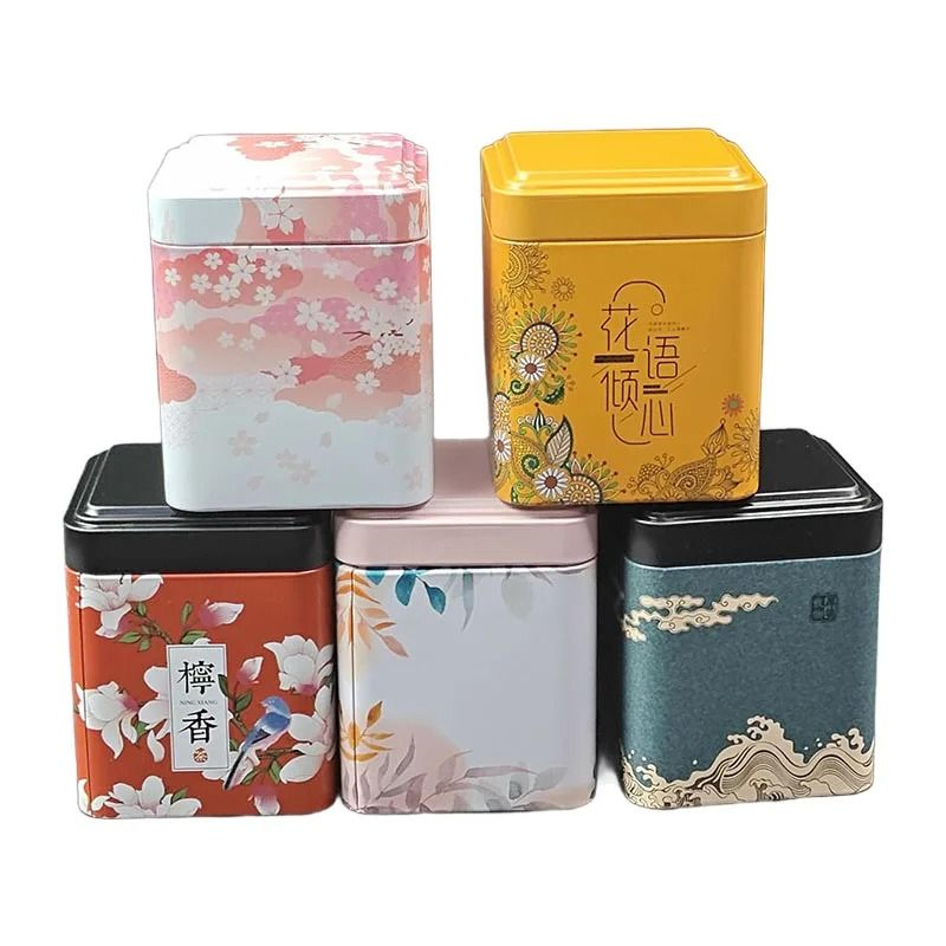 vintage square tea tin canister for candy coffee and kitchen storage