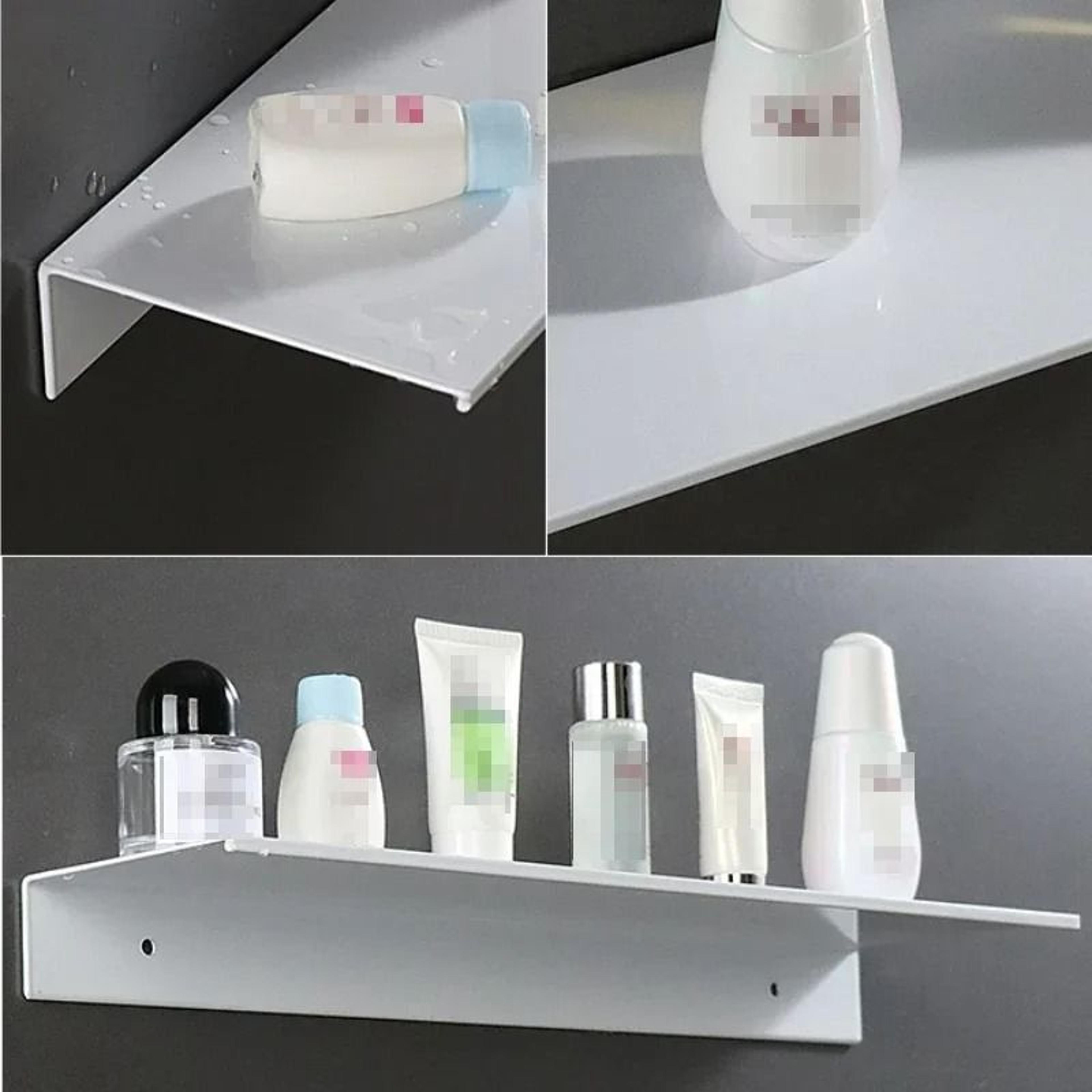 No Drill White Shower Wall Shelf For Bathroom Kitchen Storage 21
