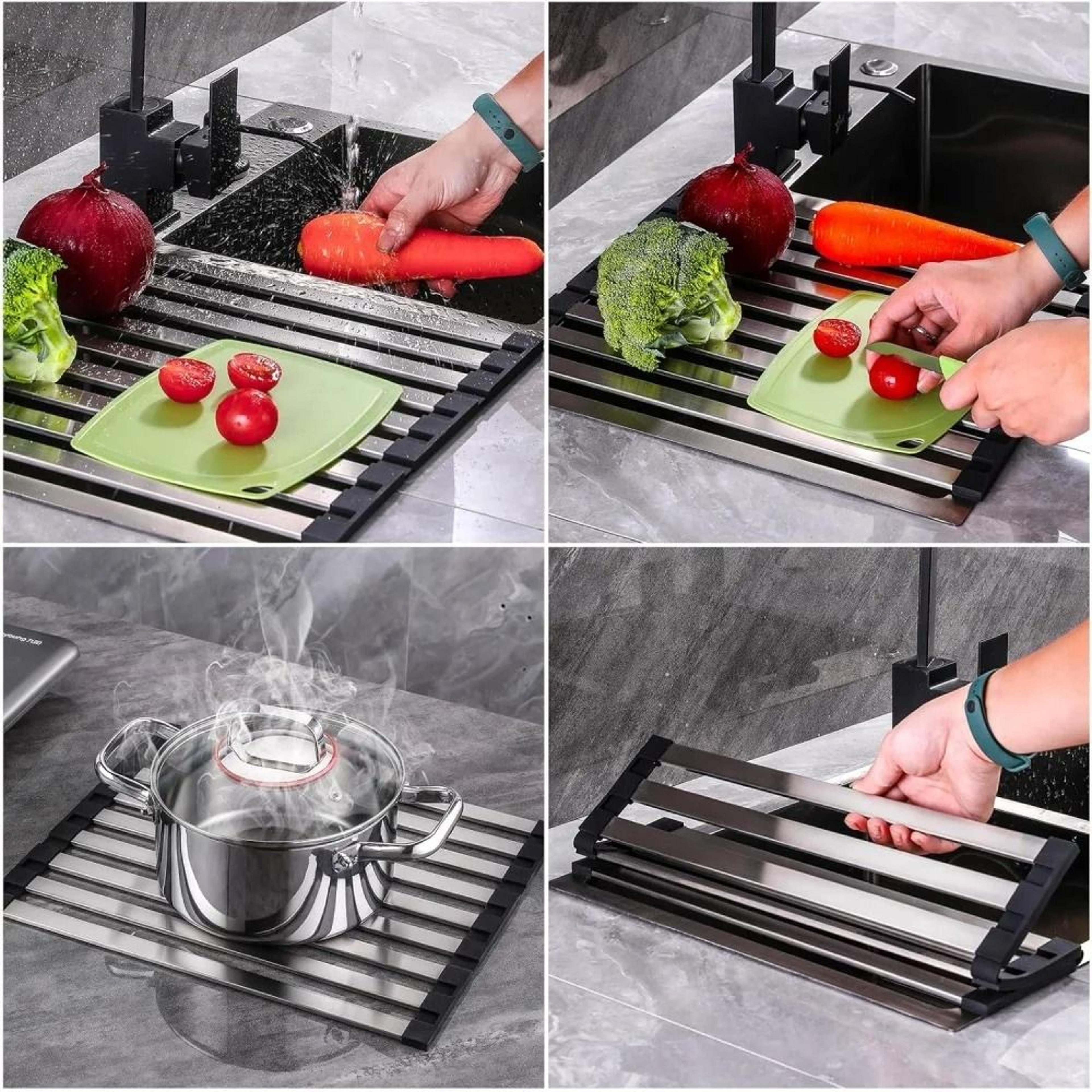 Foldable Stainless Steel Sink Dish Drainer Rack 6