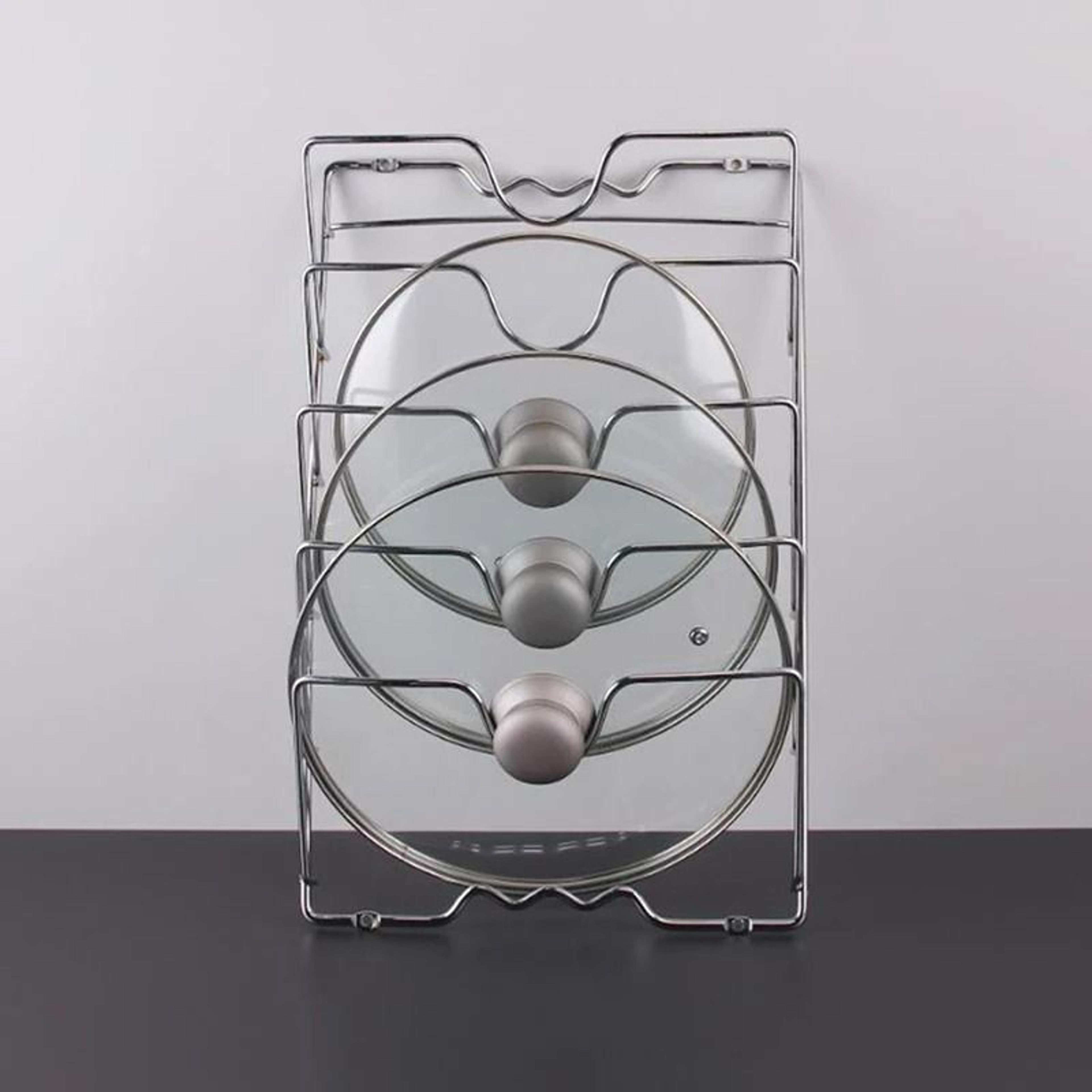 Wall Mounted Pot Lid Organizer Rack For Kitchen Storage 3