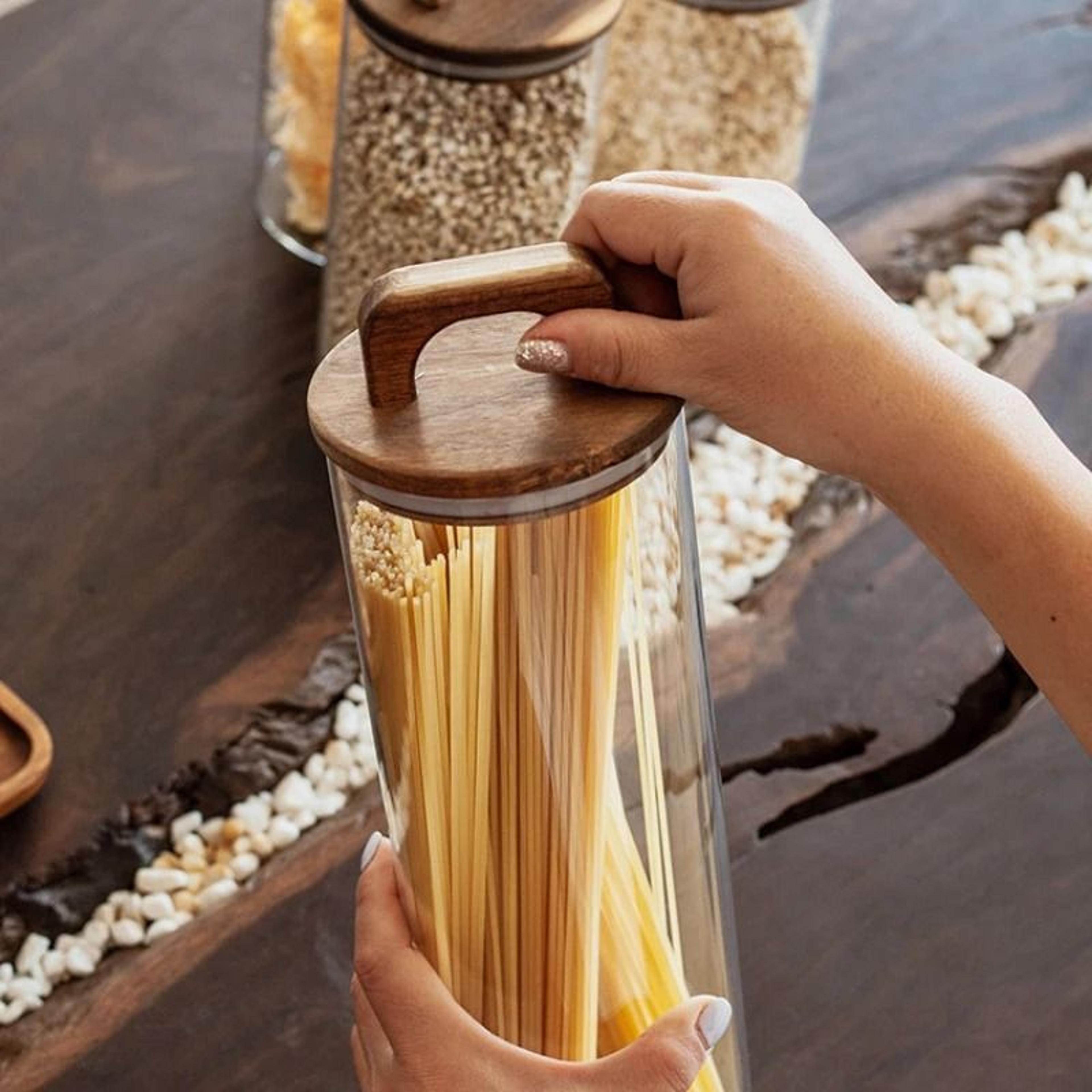 Clear Glass Storage Jar With Bamboo Lid For Tea Coffee And Pantry Staples 6
