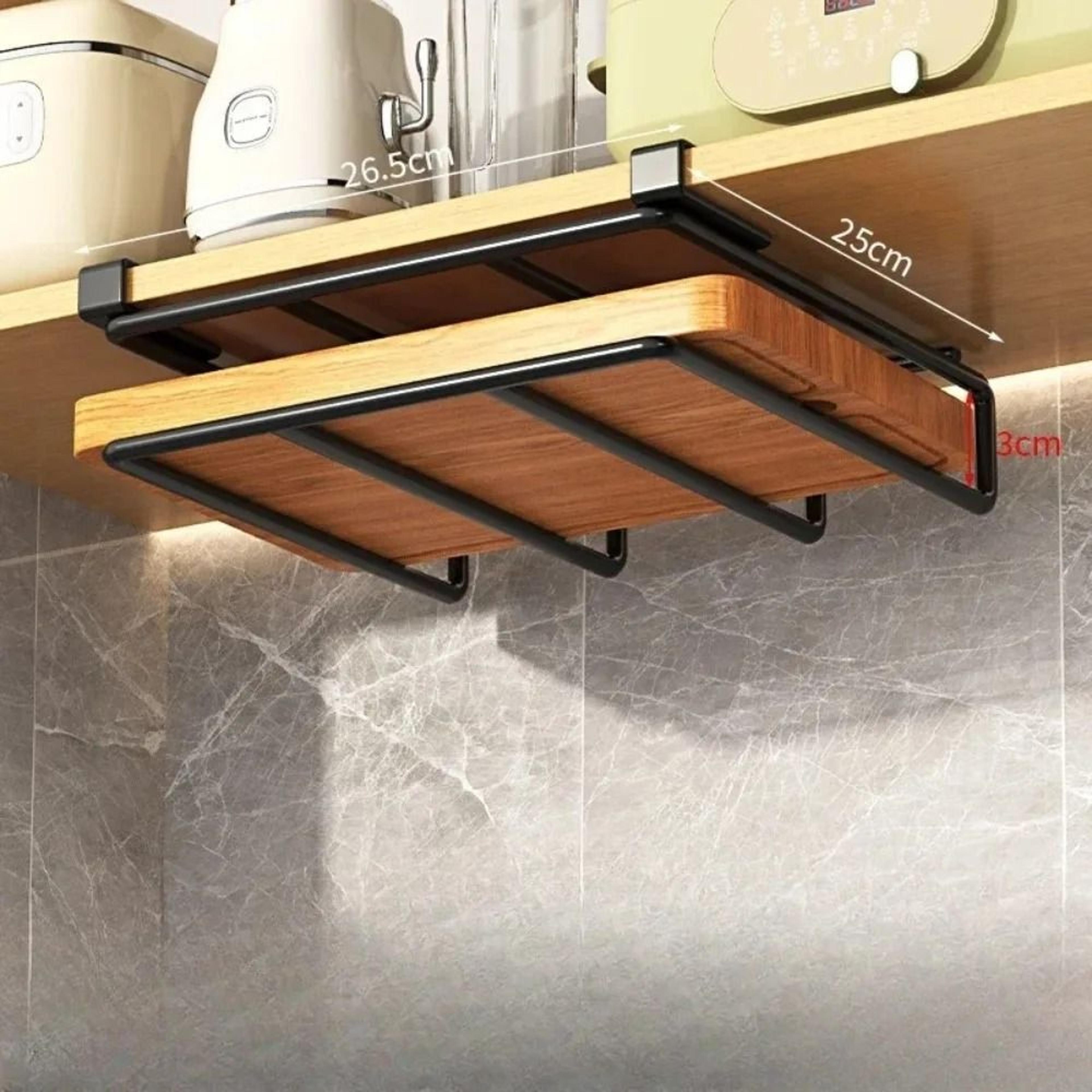 Under Cupboard Kitchen Hanging Organizer Rack With Hooks 0