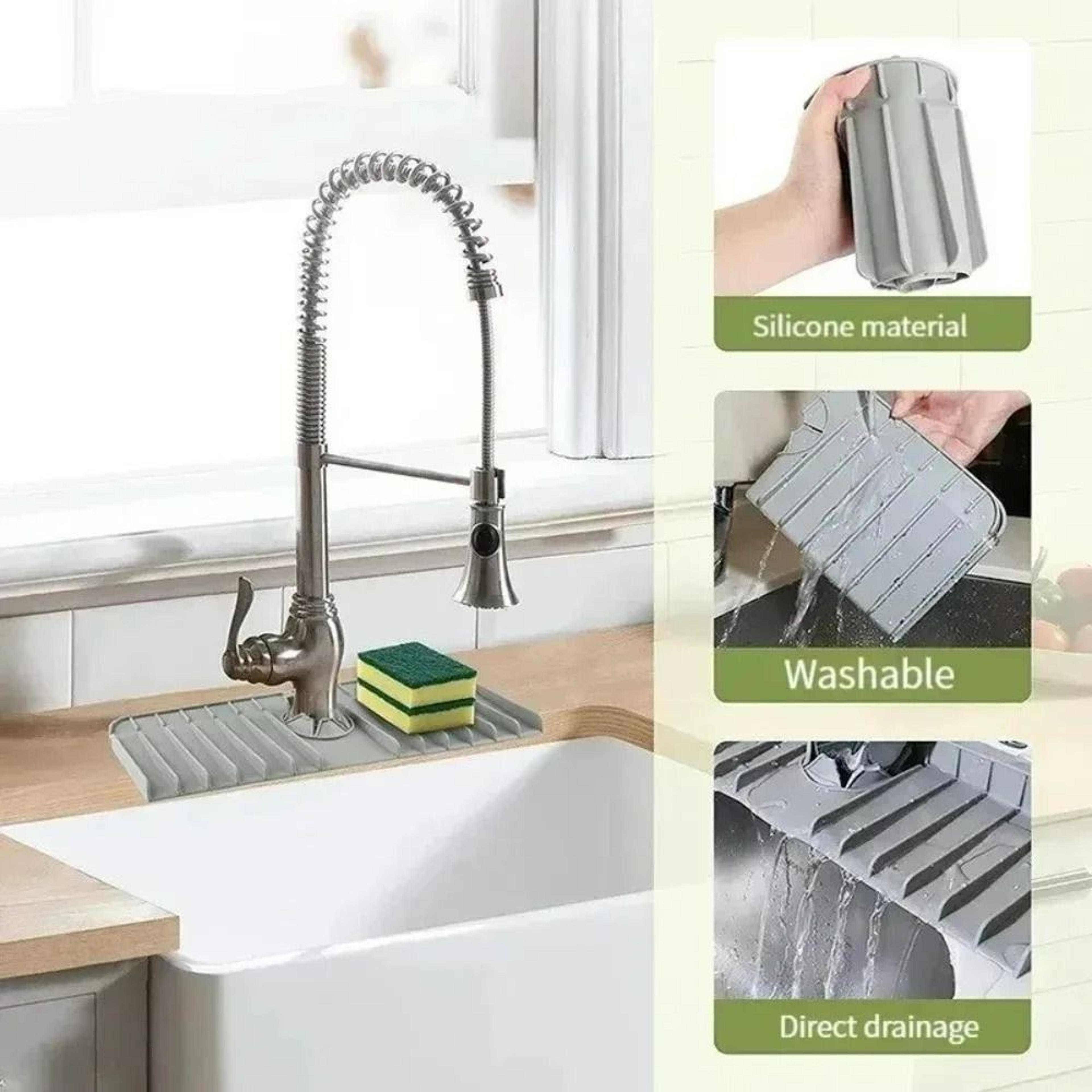 Silicone Faucet Drying Pad For Kitchen Sink And Sponge Storage 3