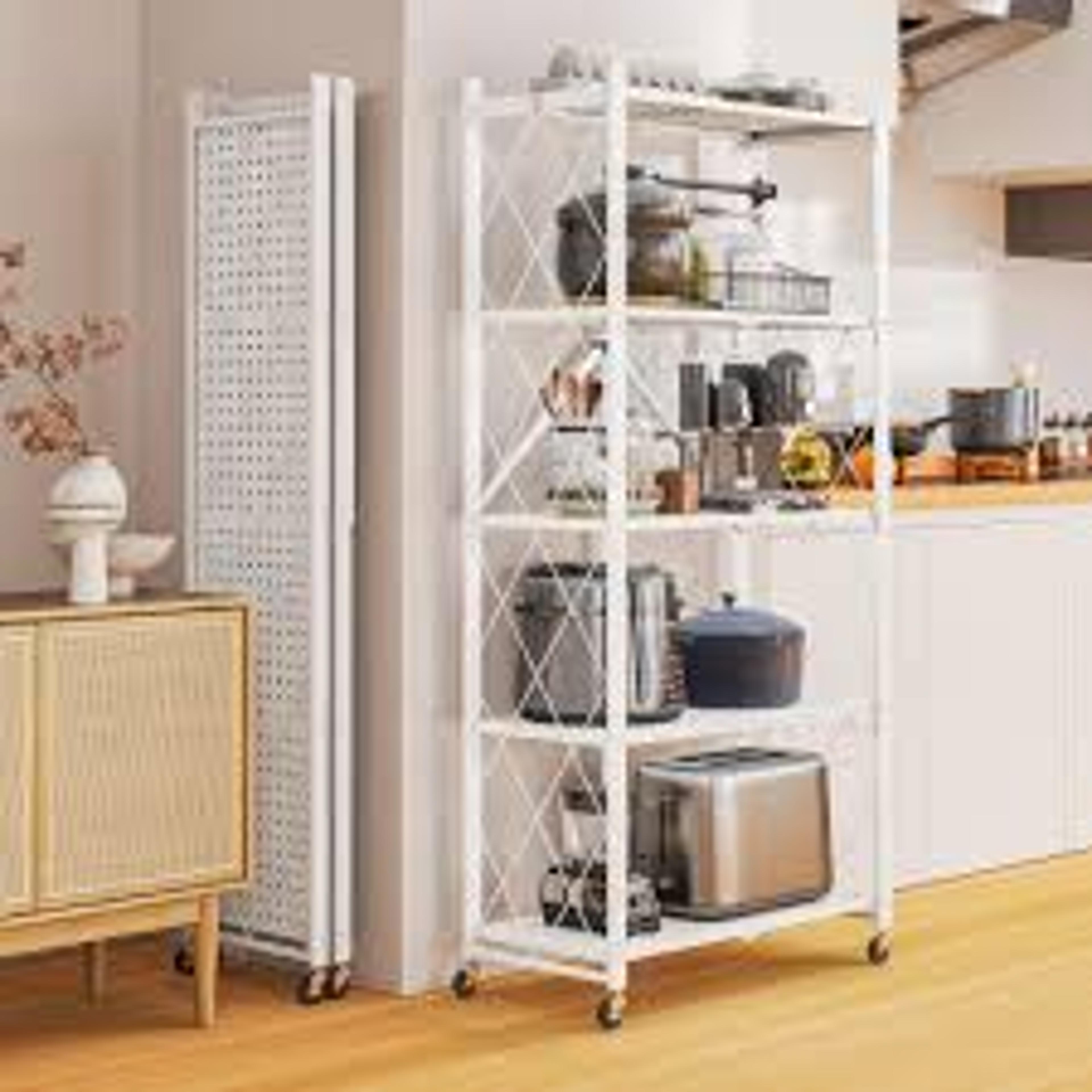 Five Tier Rolling Metal Storage Shelf For Home Pantry Office 3