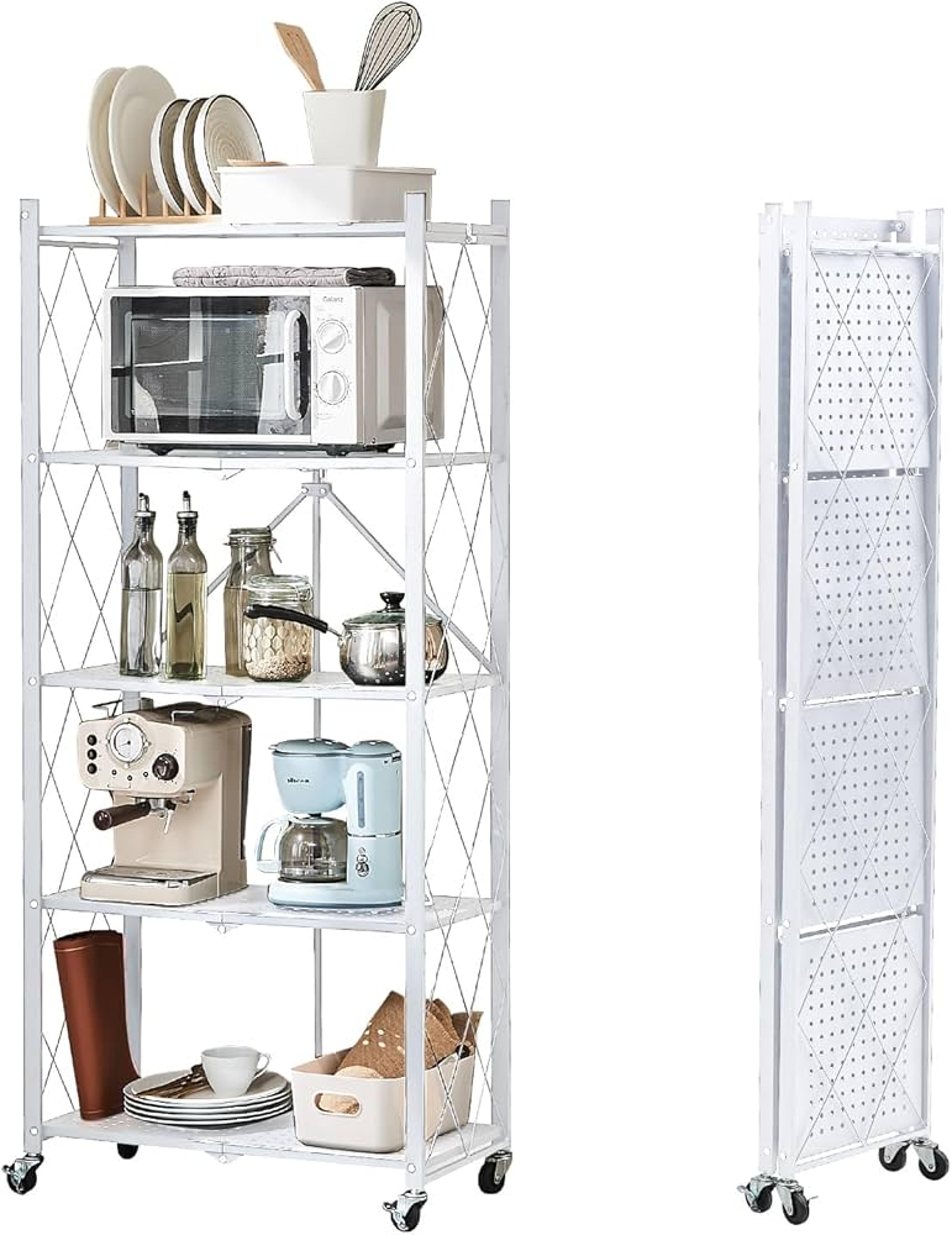 Five Tier Rolling Metal Storage Shelf For Home Pantry Office 4