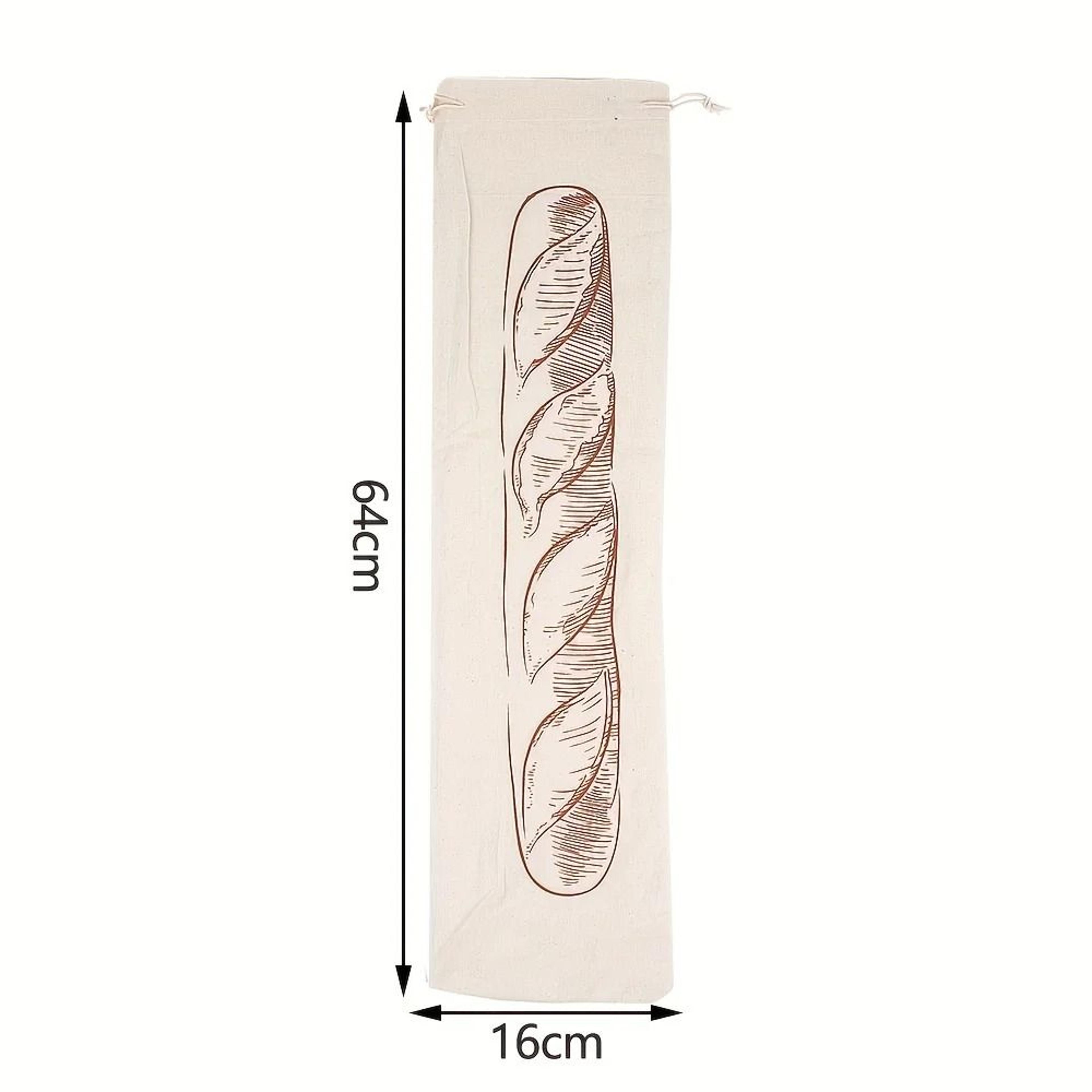 Linen Bread Bag Reusable Drawstring Baguette Storage Bag 2