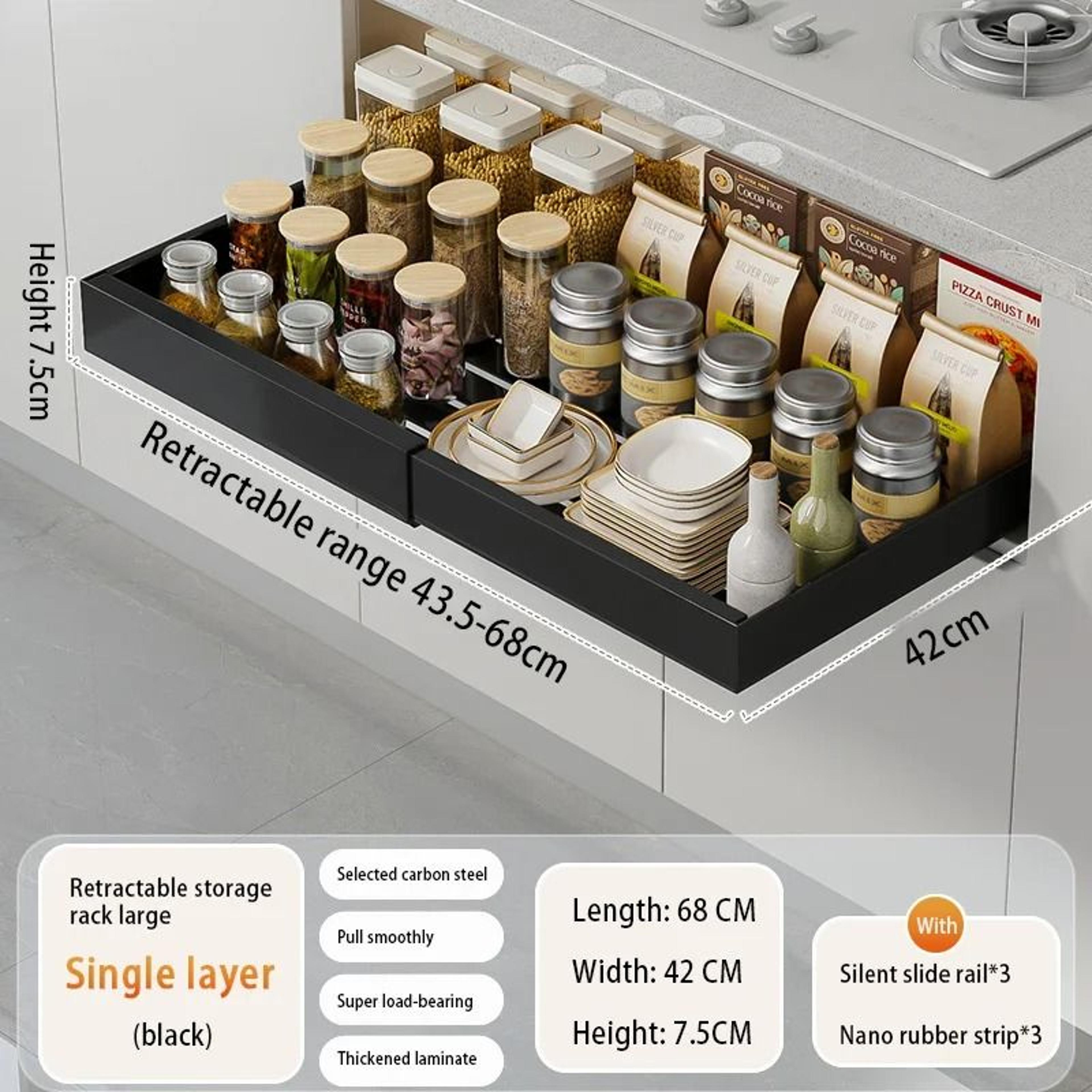Adjustable Slide Out Cabinet Shelf For Kitchen Storage 7