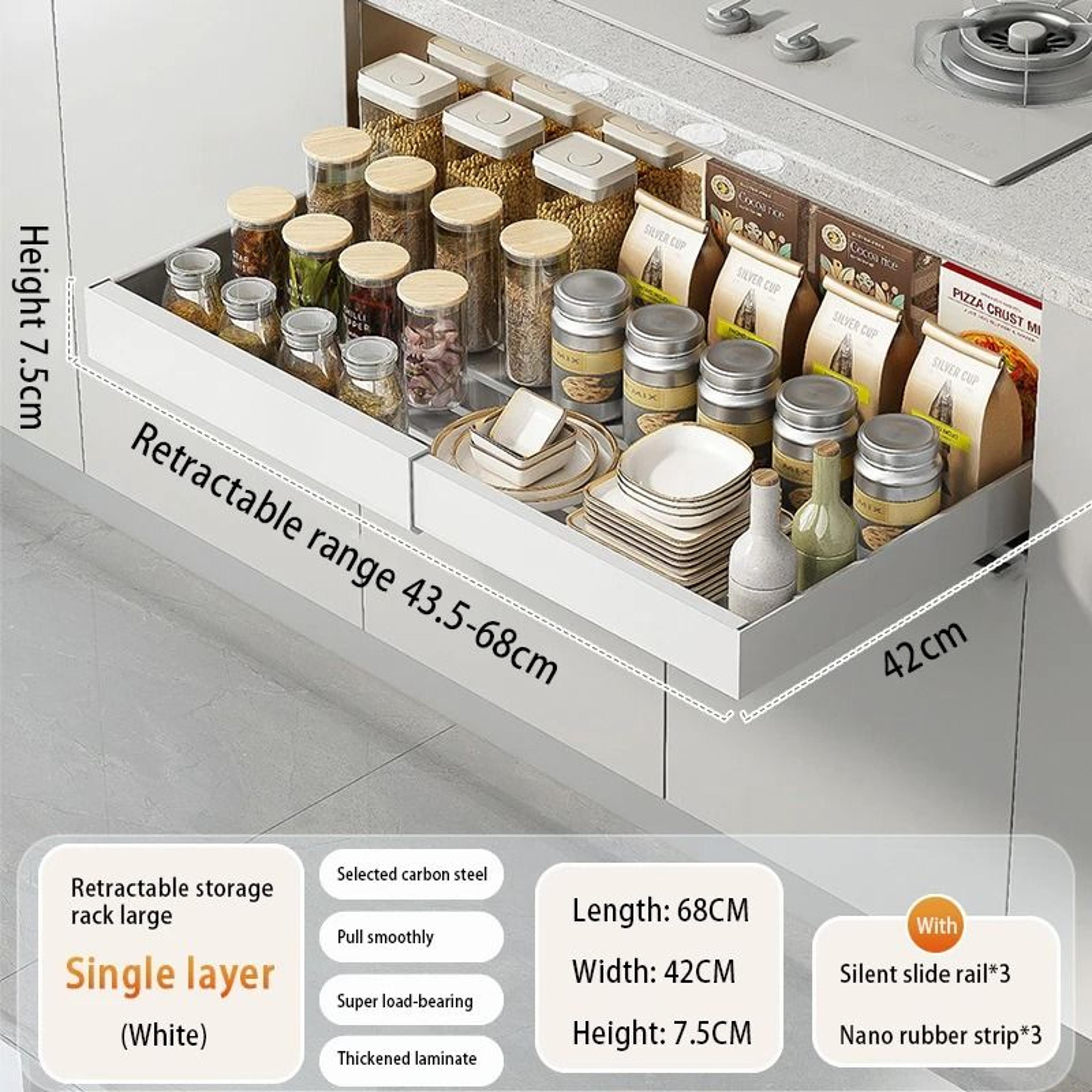 Adjustable Slide Out Cabinet Shelf For Kitchen Storage 8