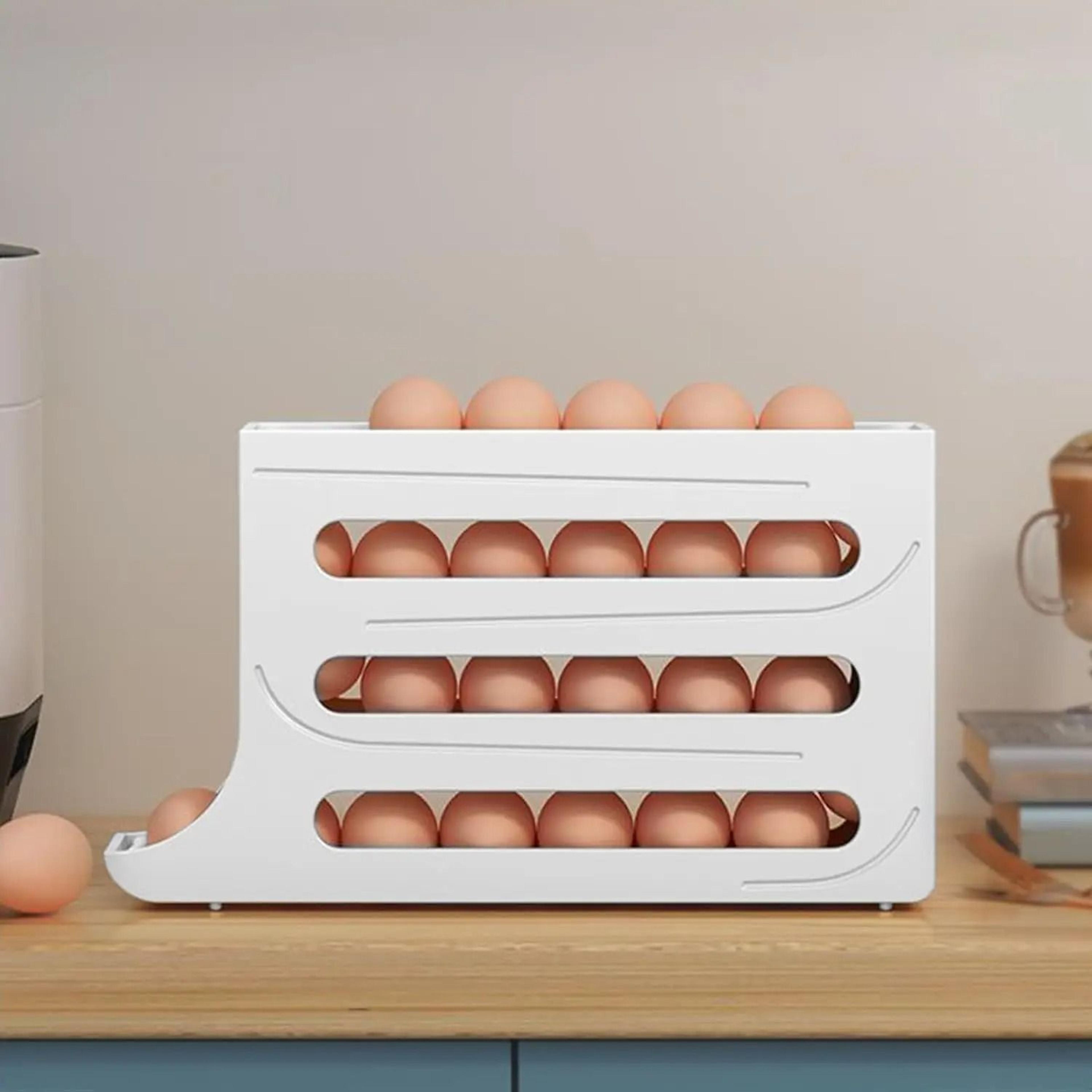 Four Tier Rolling Egg Holder For Refrigerator Storage And Kitchen Organization 5