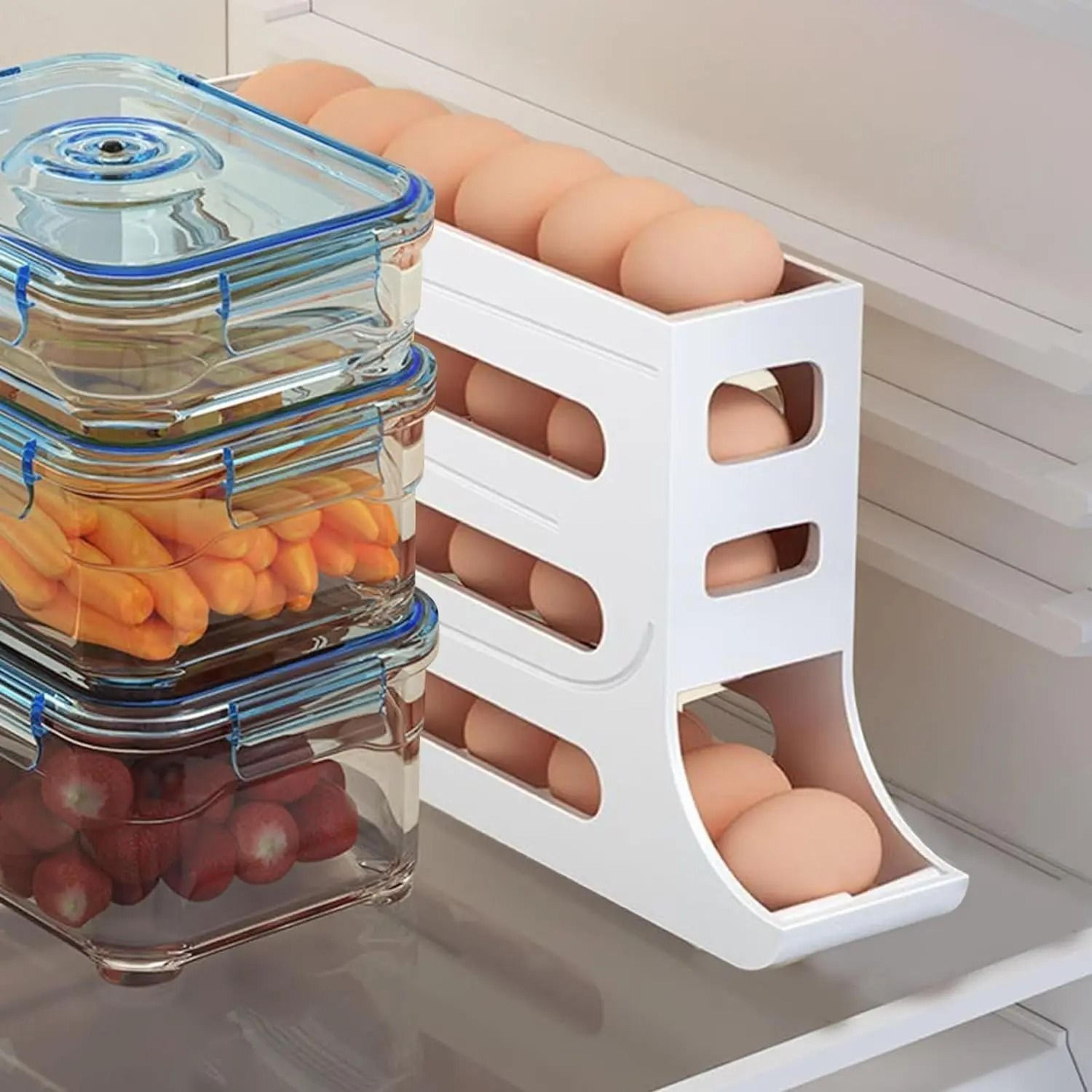 Four Tier Rolling Egg Holder For Refrigerator Storage And Kitchen Organization 0