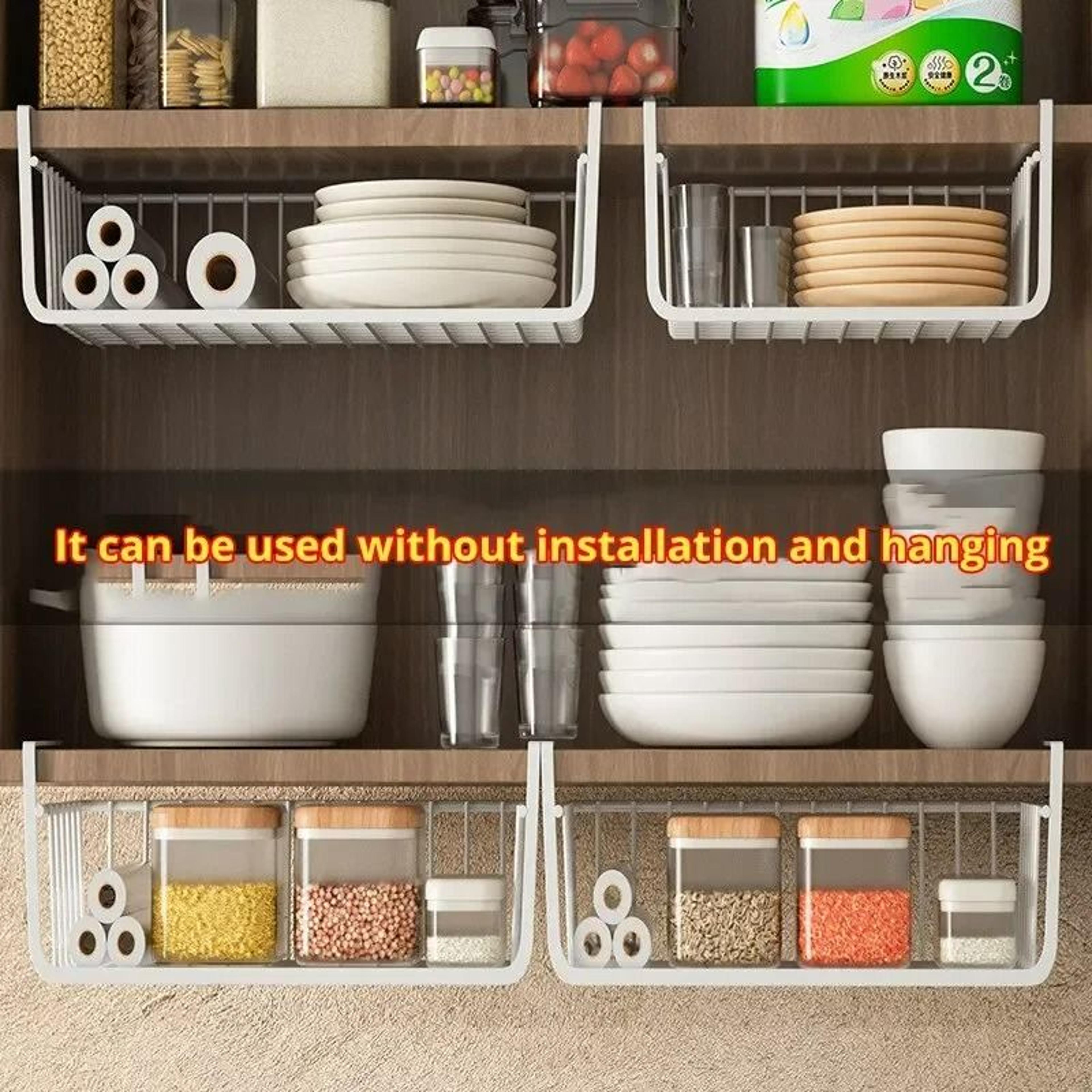 Hanging Under Cabinet Storage Basket For Kitchen And Wardrobe Organization 7