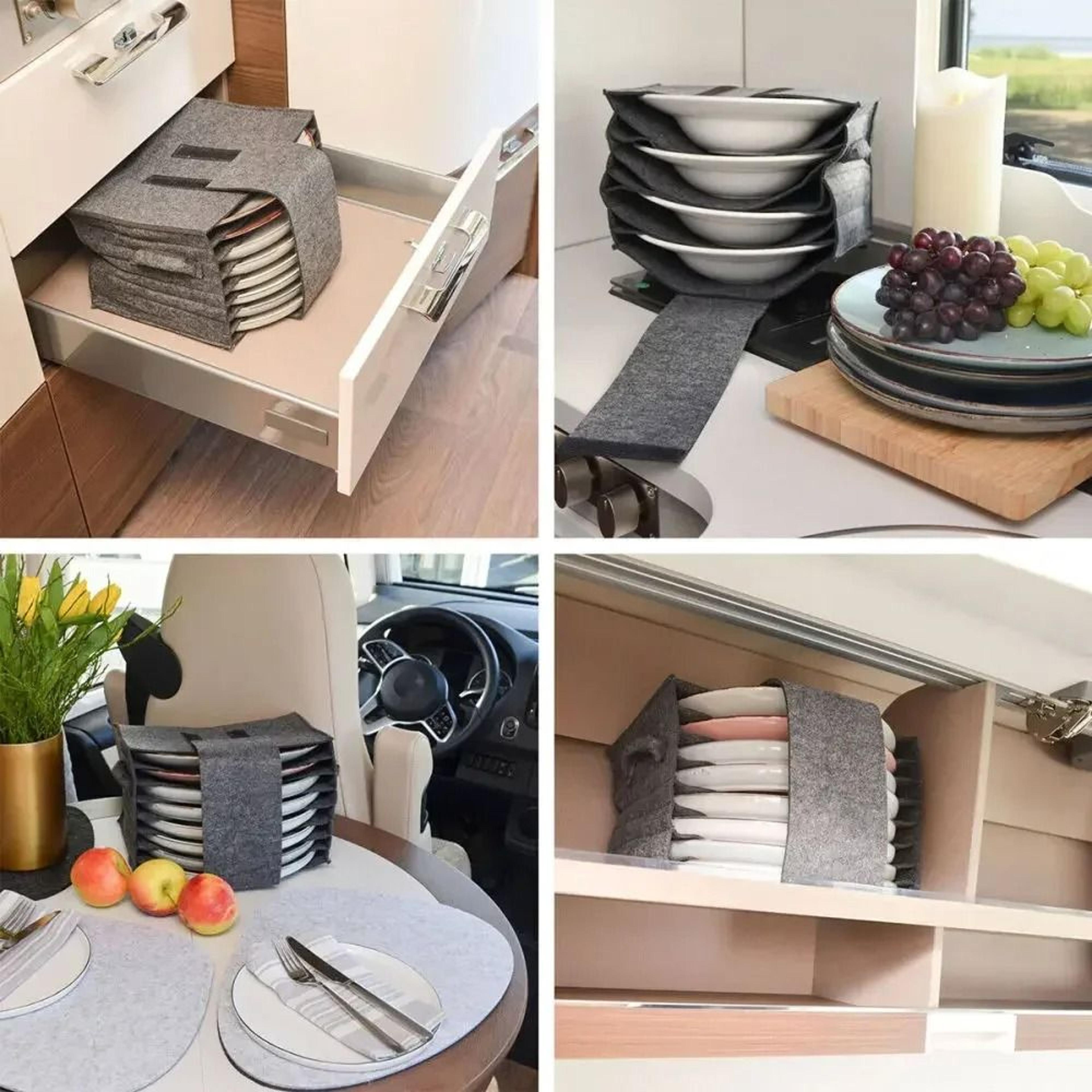 Felt Dish Storage Bag For Plates Cups And Camping Tableware 4