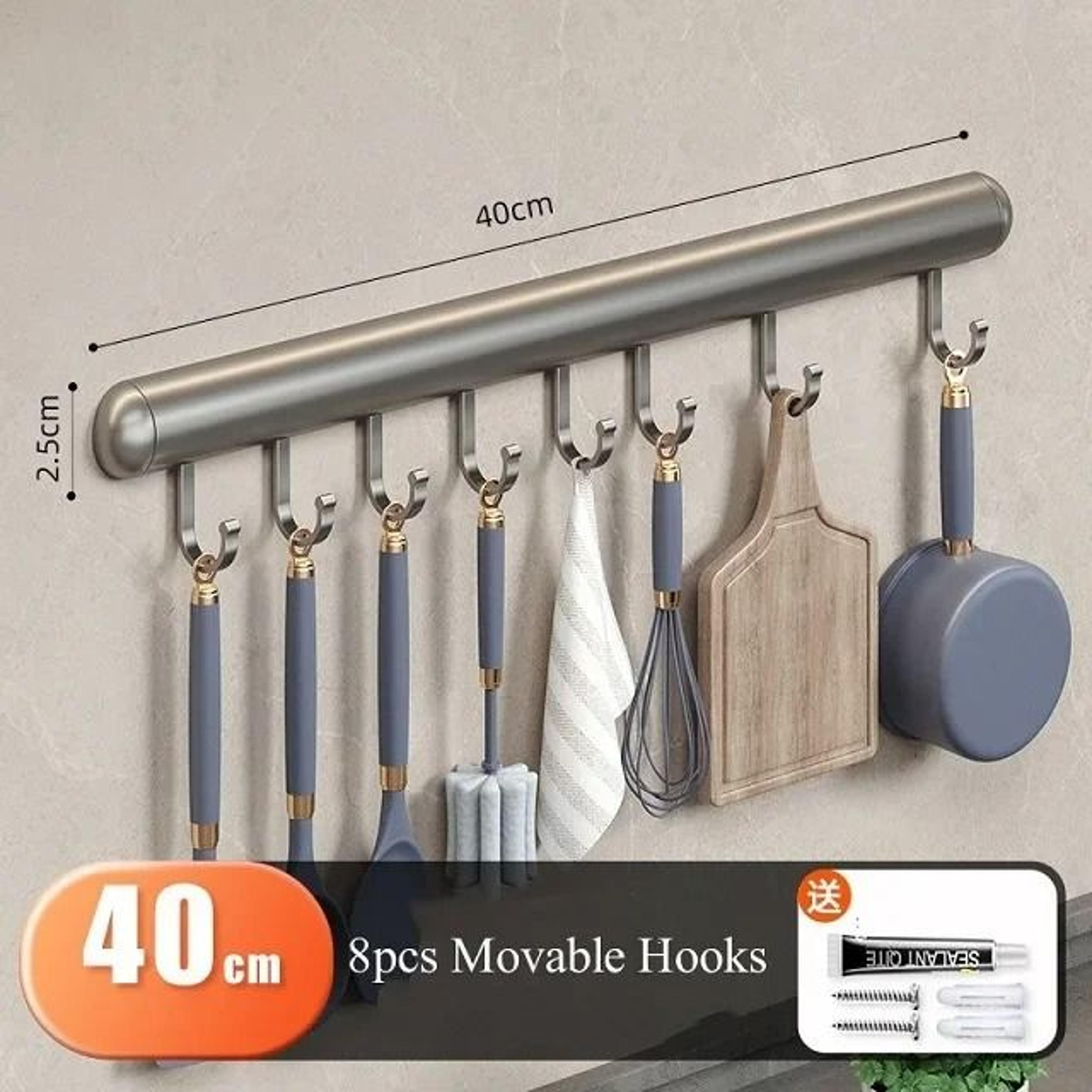 Punch Free Wall Mounted Kitchen Hook Holder For Utensil Storage 2