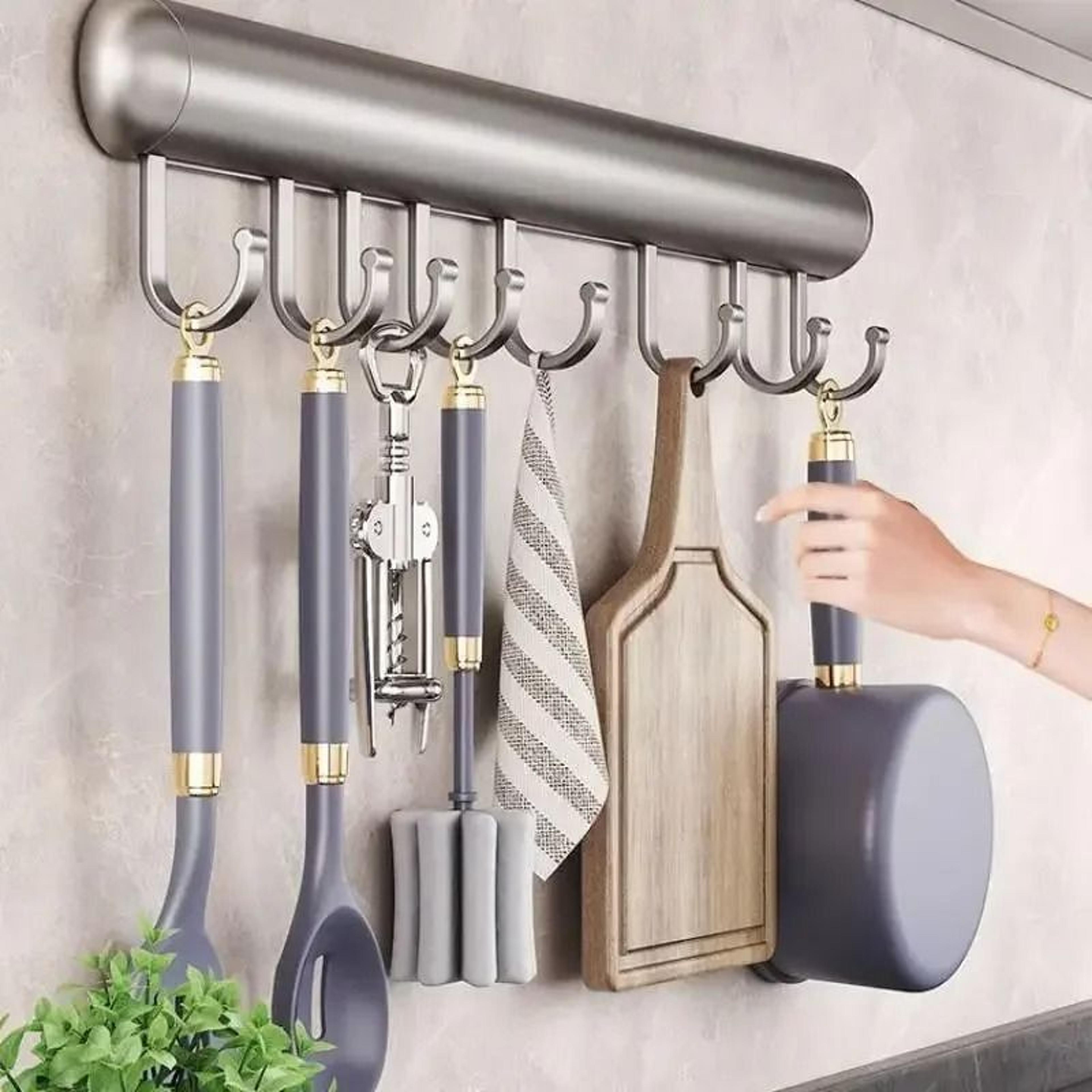 Punch Free Wall Mounted Kitchen Hook Holder For Utensil Storage 7