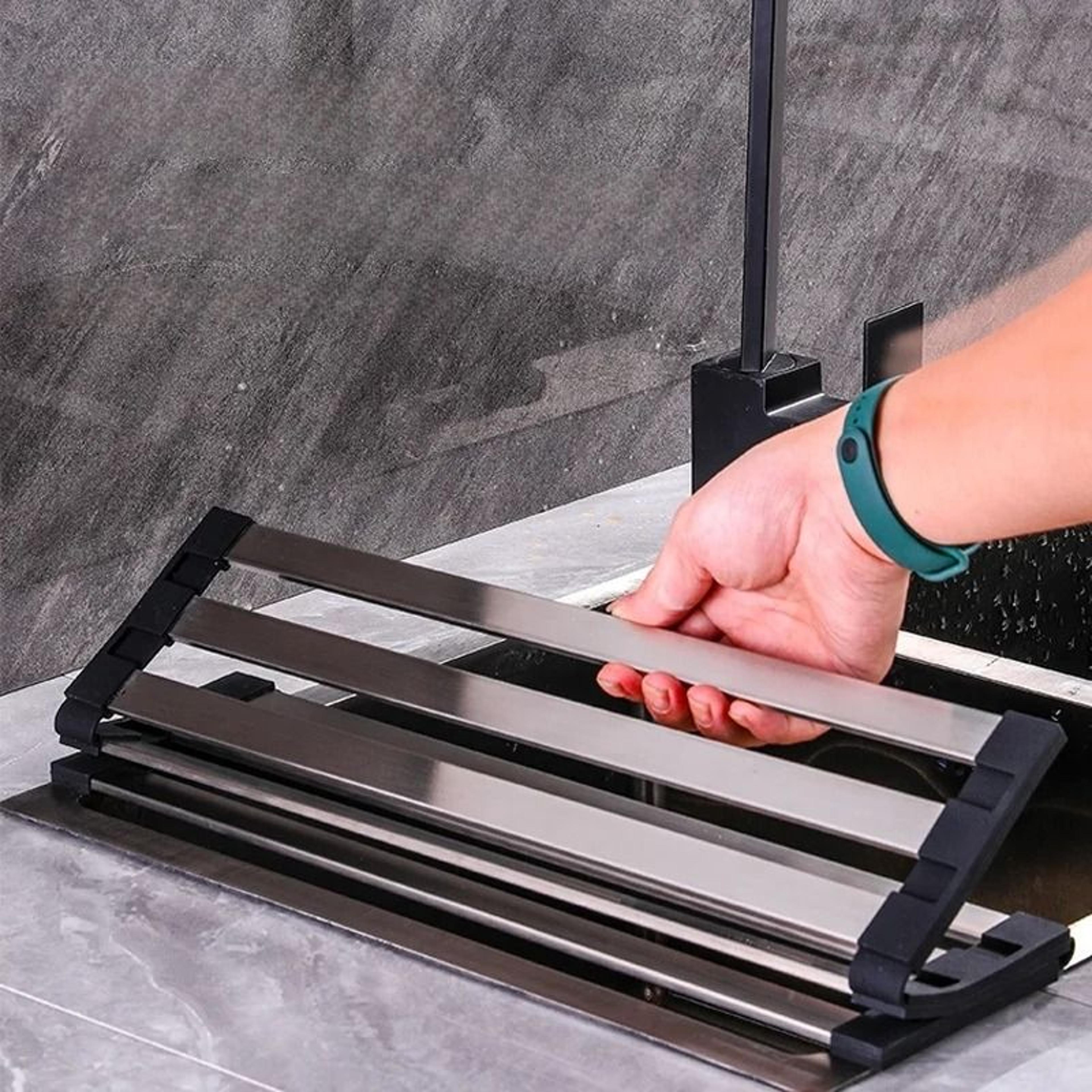 Roll Up Stainless Steel Dish Drainer Rack For Sink And Food Washing 10