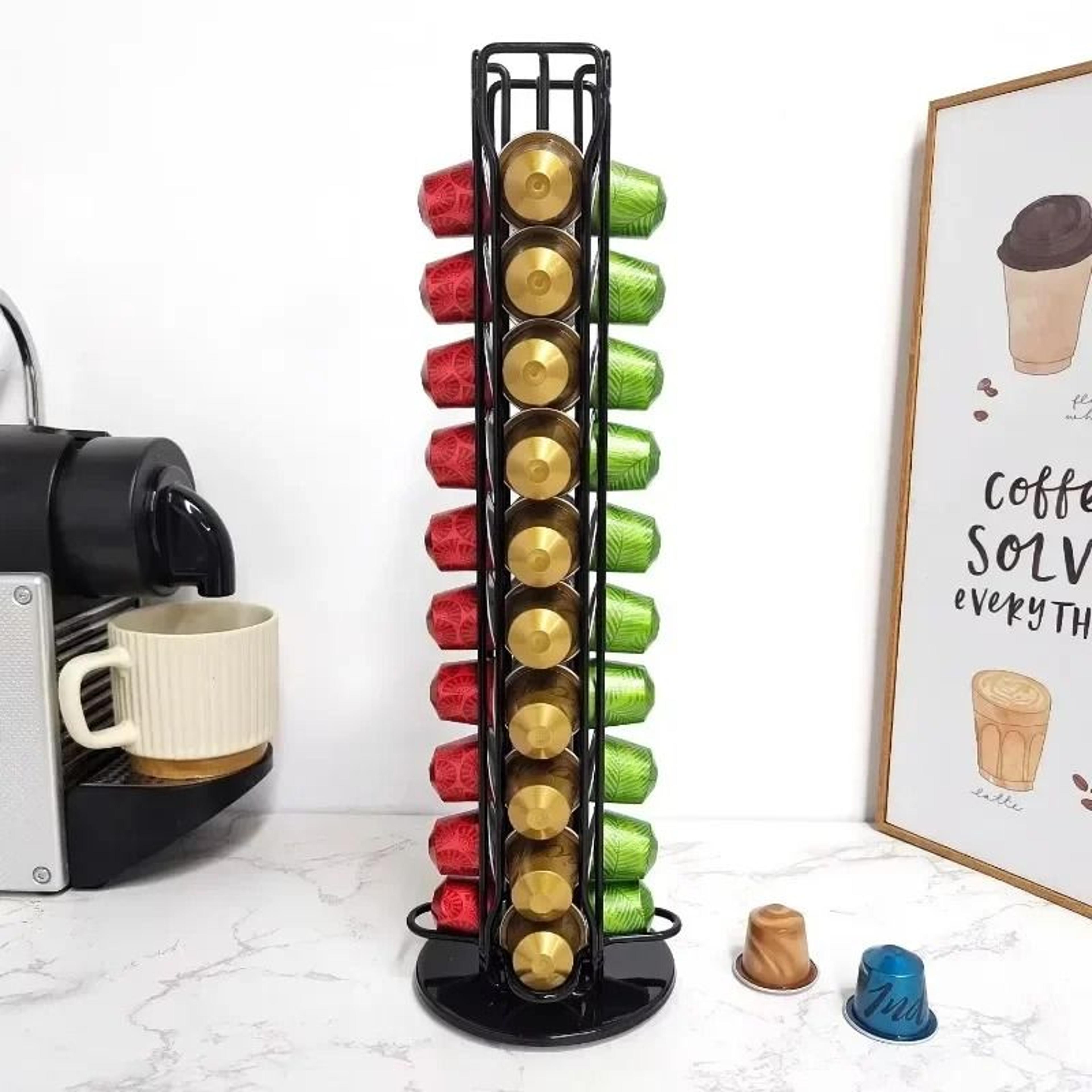 Gold Rotating Coffee Capsule Holder Rack For Nespresso Pod Storage Stand 9