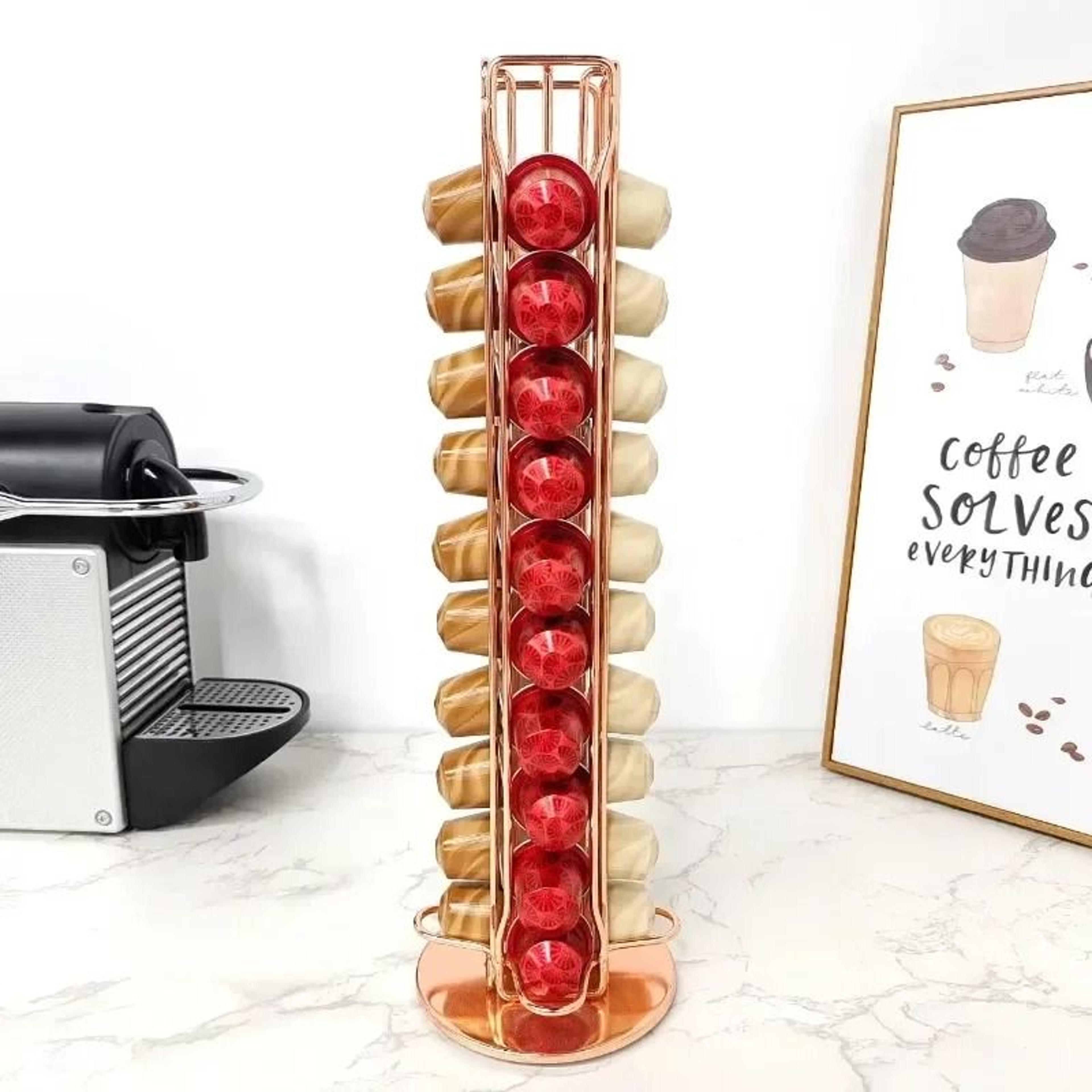 Gold Rotating Coffee Capsule Holder Rack For Nespresso Pod Storage Stand 8