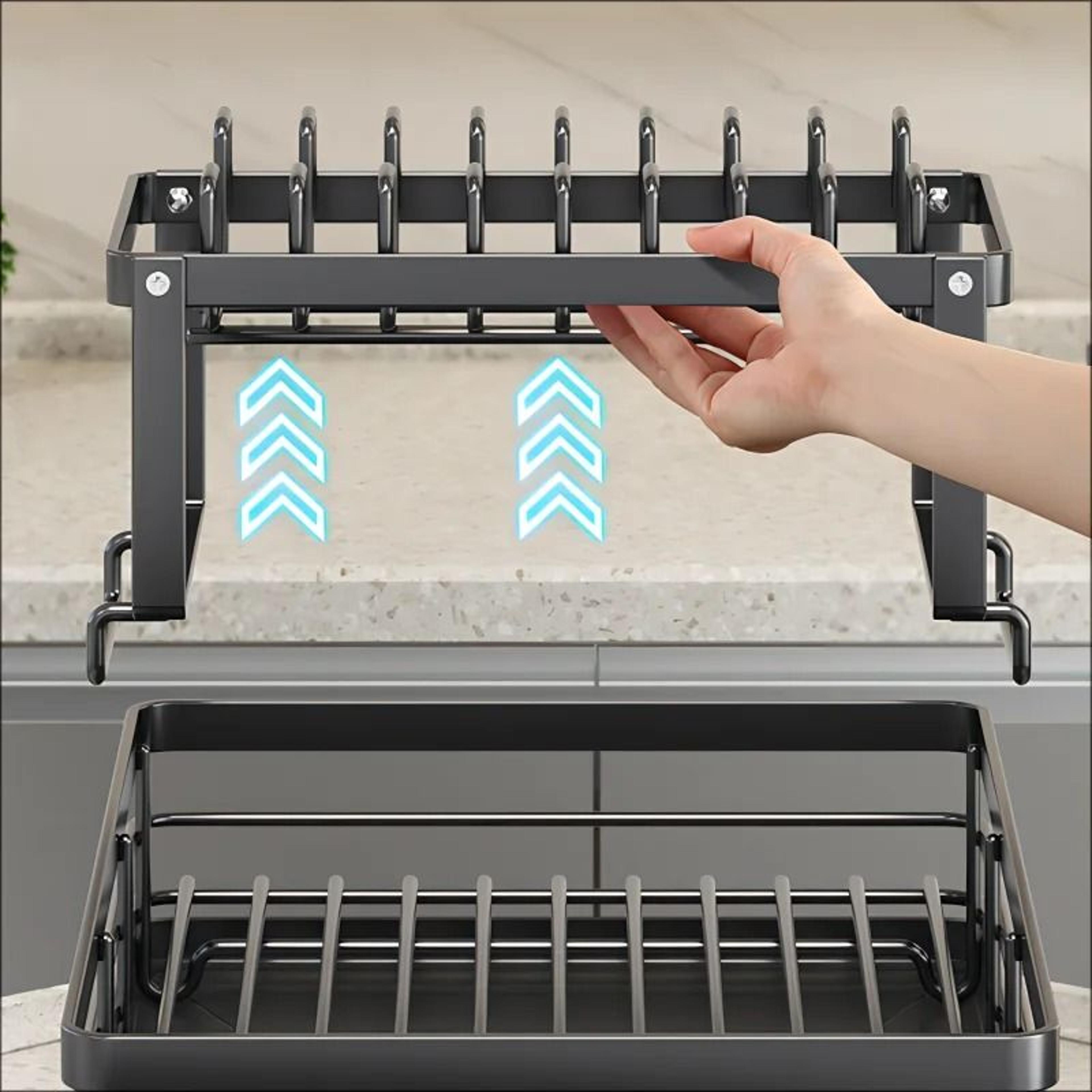 Adjustable Stainless Steel Dish Drying Rack Over Sink Plate Organizer Drainboard 0