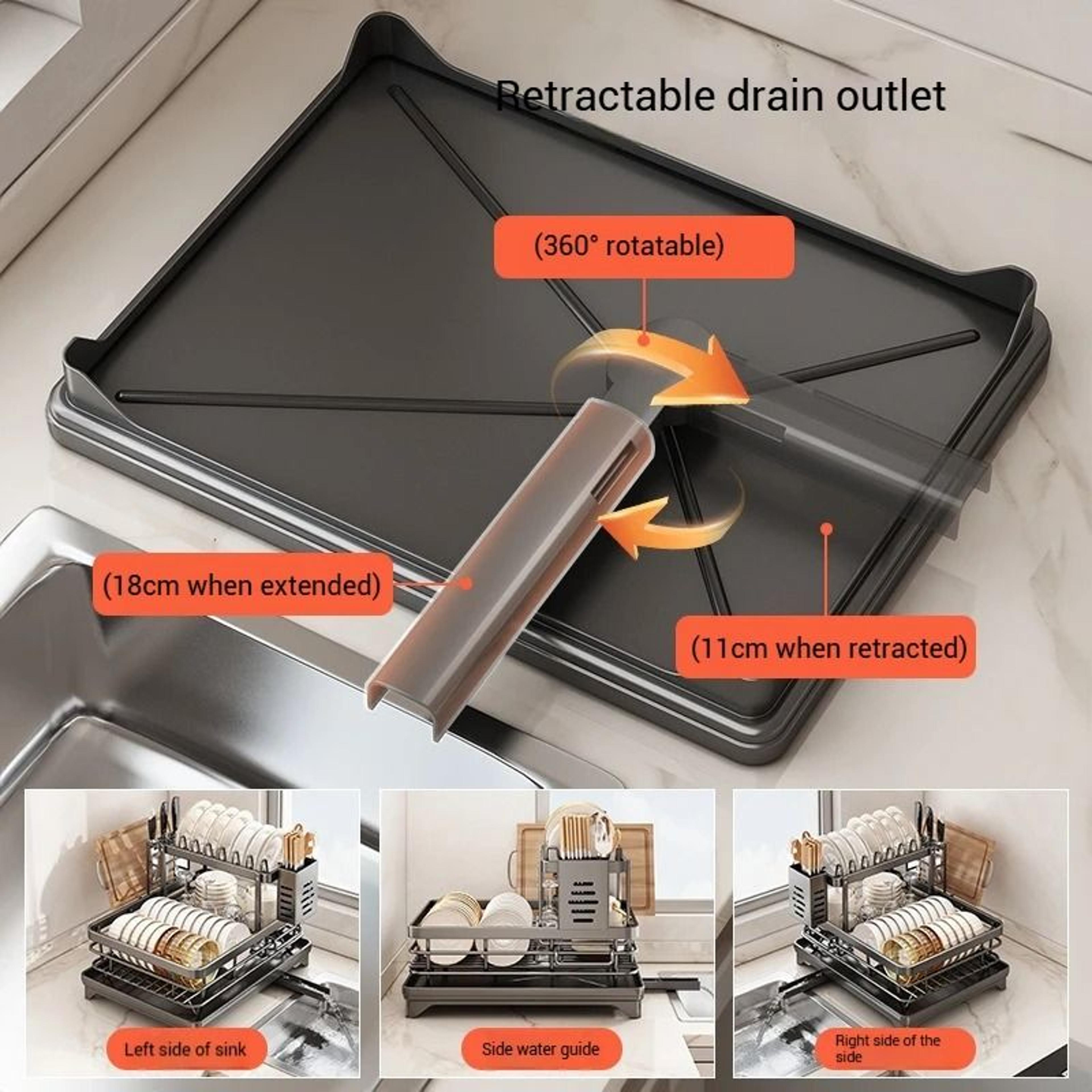 Adjustable Stainless Steel Dish Drying Rack Over Sink Plate Organizer Drainboard 8