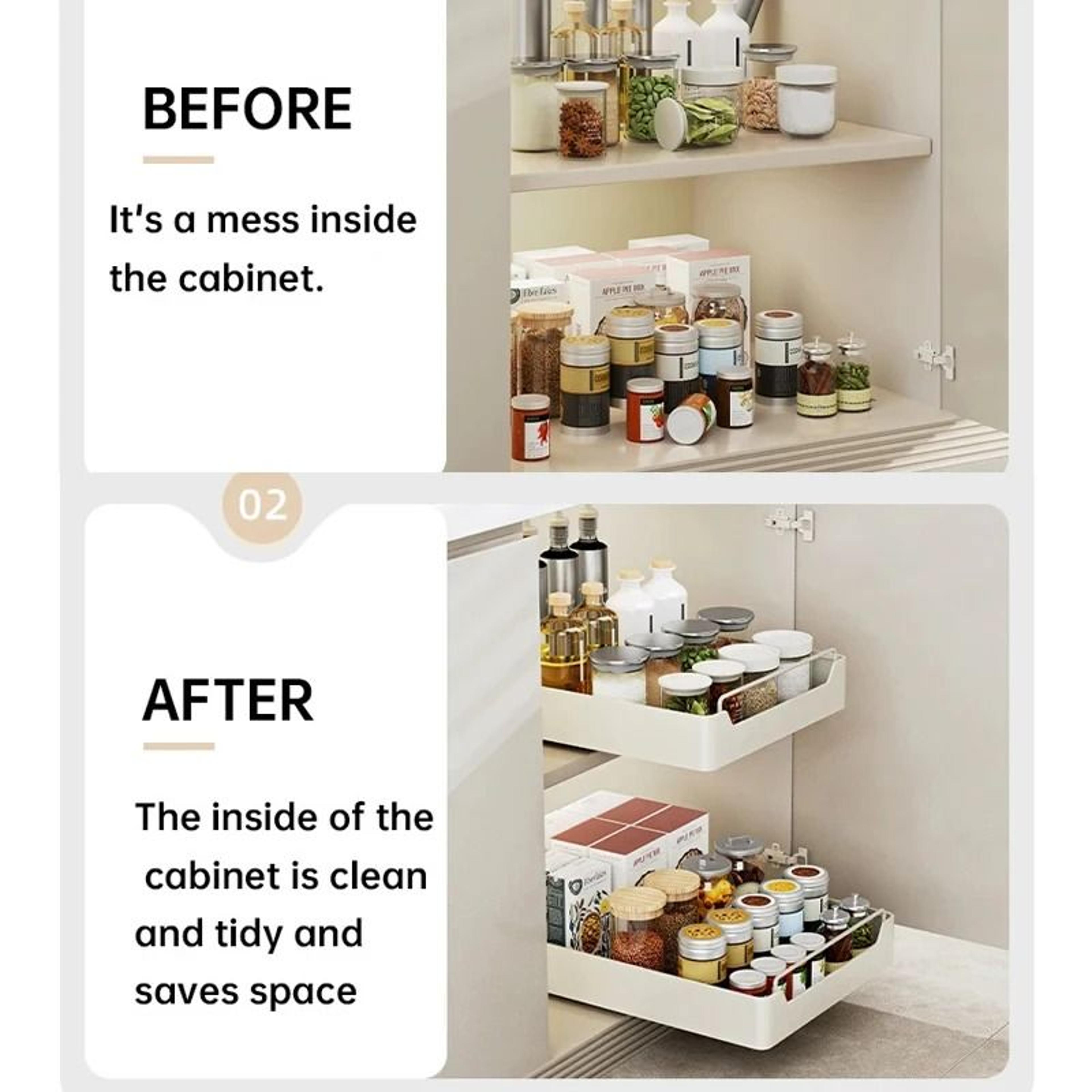 Pull Out Cabinet Organizer Basket For Pantry Storage 9
