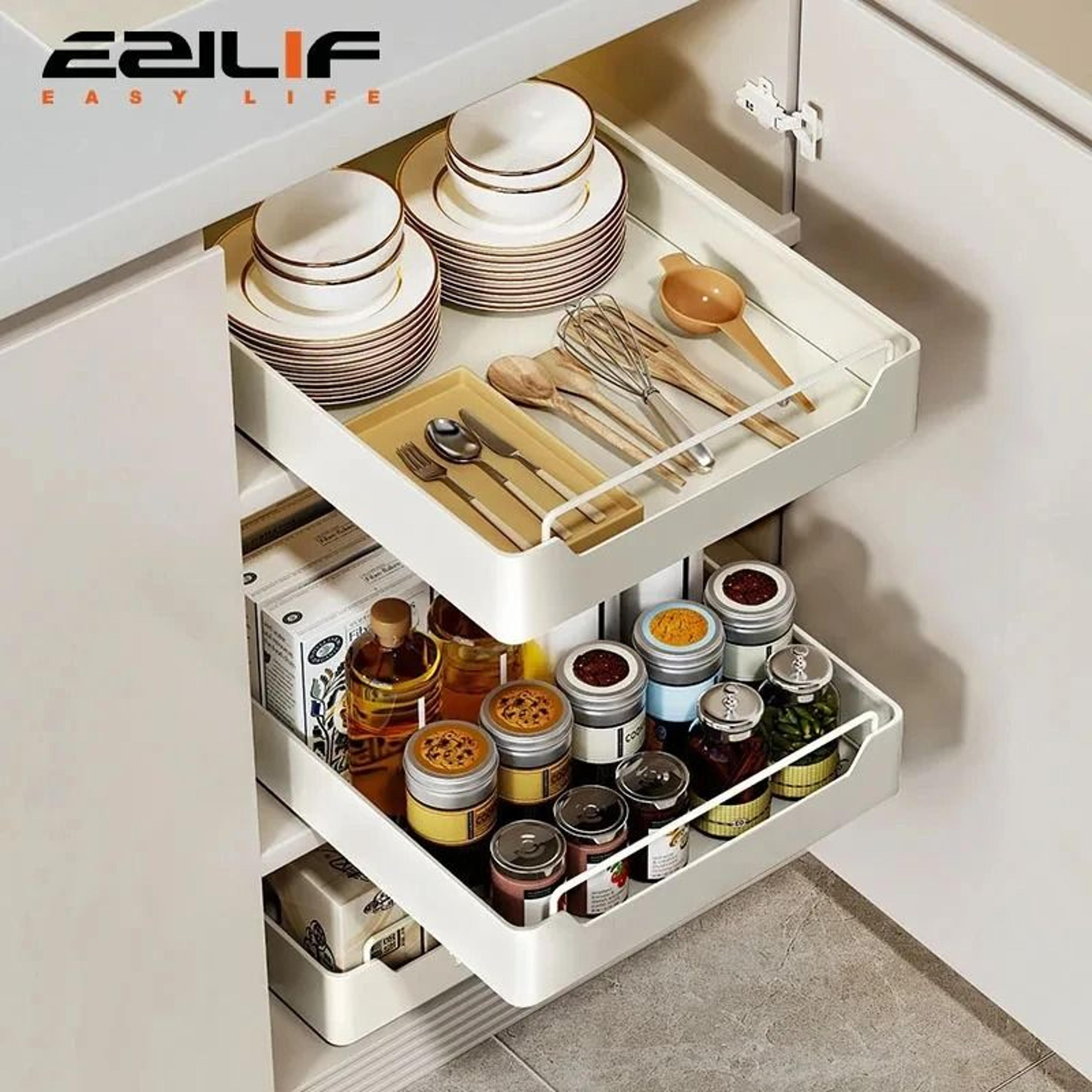 Pull Out Cabinet Organizer Basket For Pantry Storage 14